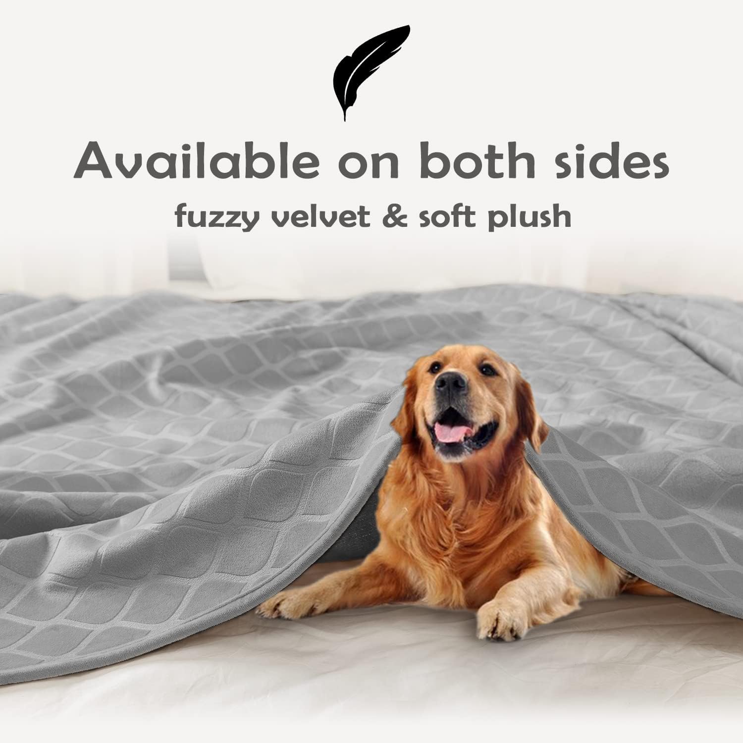 fuguitex Waterproof Dog Blanket - Cozy Plush Throw for Couch/Sofa, 40x60 Inch, Light Grey+Grey
