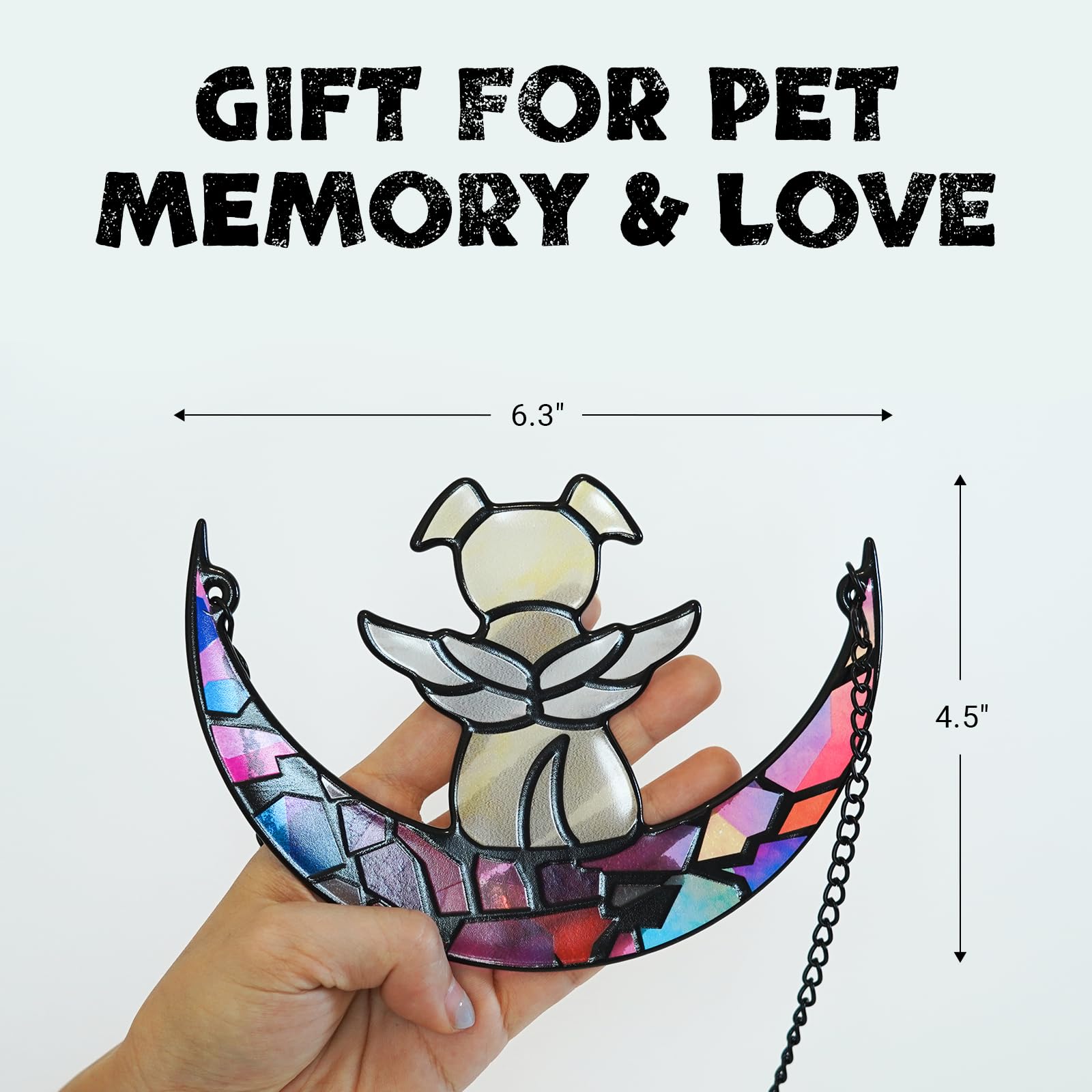 Leotrag Stained Glass Angel Window Hangings Suncatcher Dog Memorial Gifts For Loss Of Dog, Pet Memorial Gifts For Dogs, Loss Of