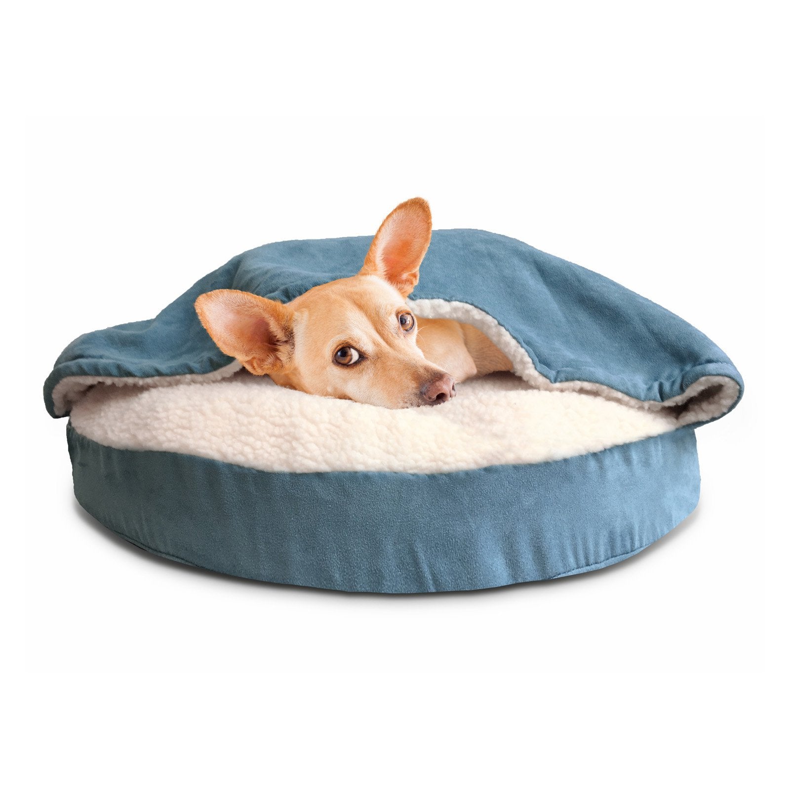 Furhaven 26 Round Orthopedic Dog Bed for Medium/Small Dogs w/ Removable Washable Cover, For Dogs Up to 30 lbs - Sherpa & Suede S