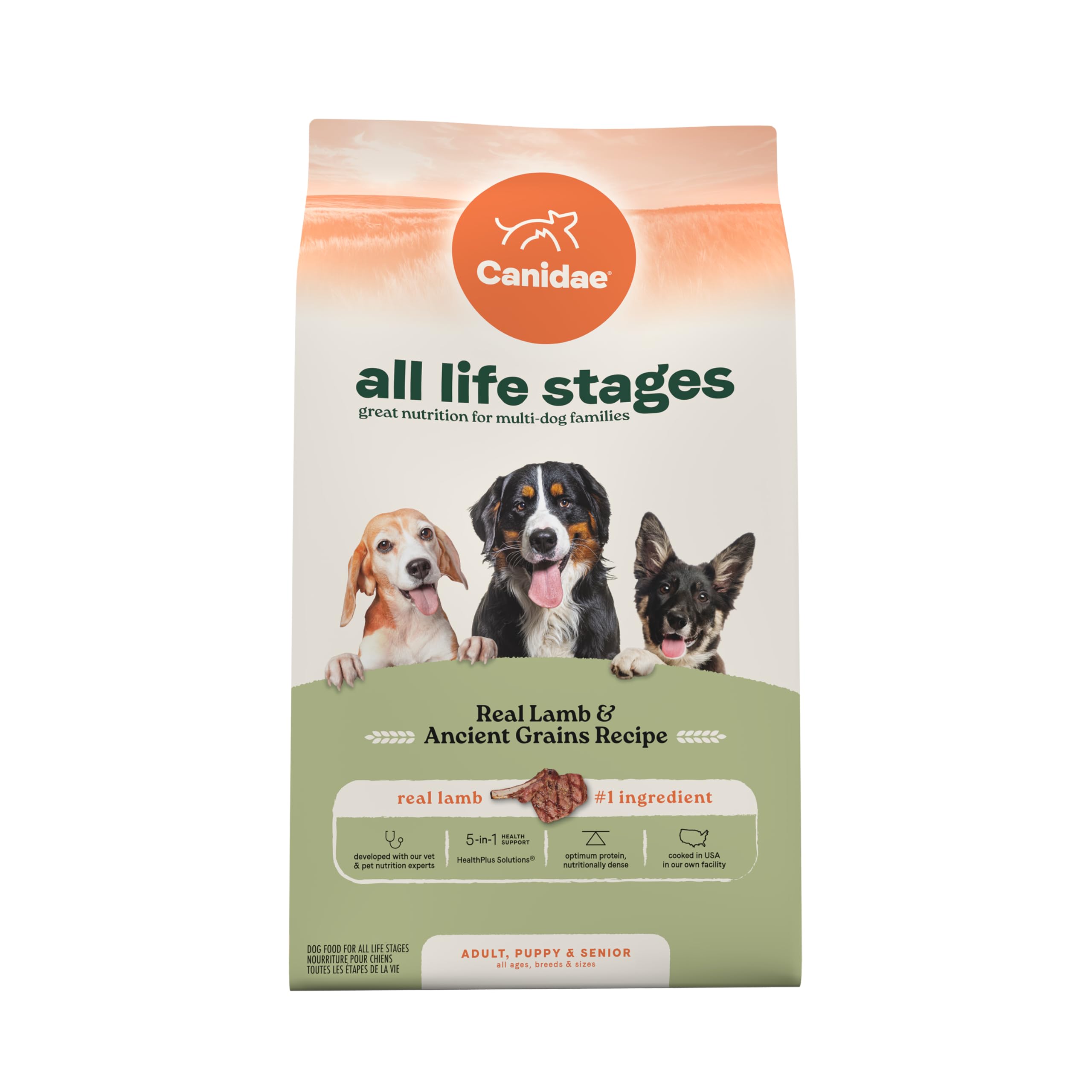 Canidae All Life Stages Real Lamb & Ancient Grains Recipe - High Protein Premium Dry Dog Food for All Ages, Breeds, and Sizes- 5