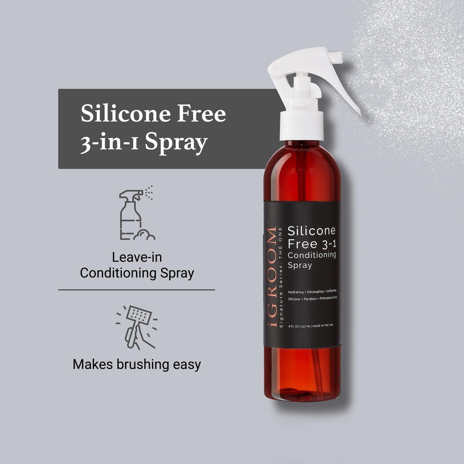 Igroom Silicone Free 3-1 Dog Conditioning/Detangling Spray, Luxury Pet Beauty Care, Hydrating, Paraben And Phthalates Free, Made