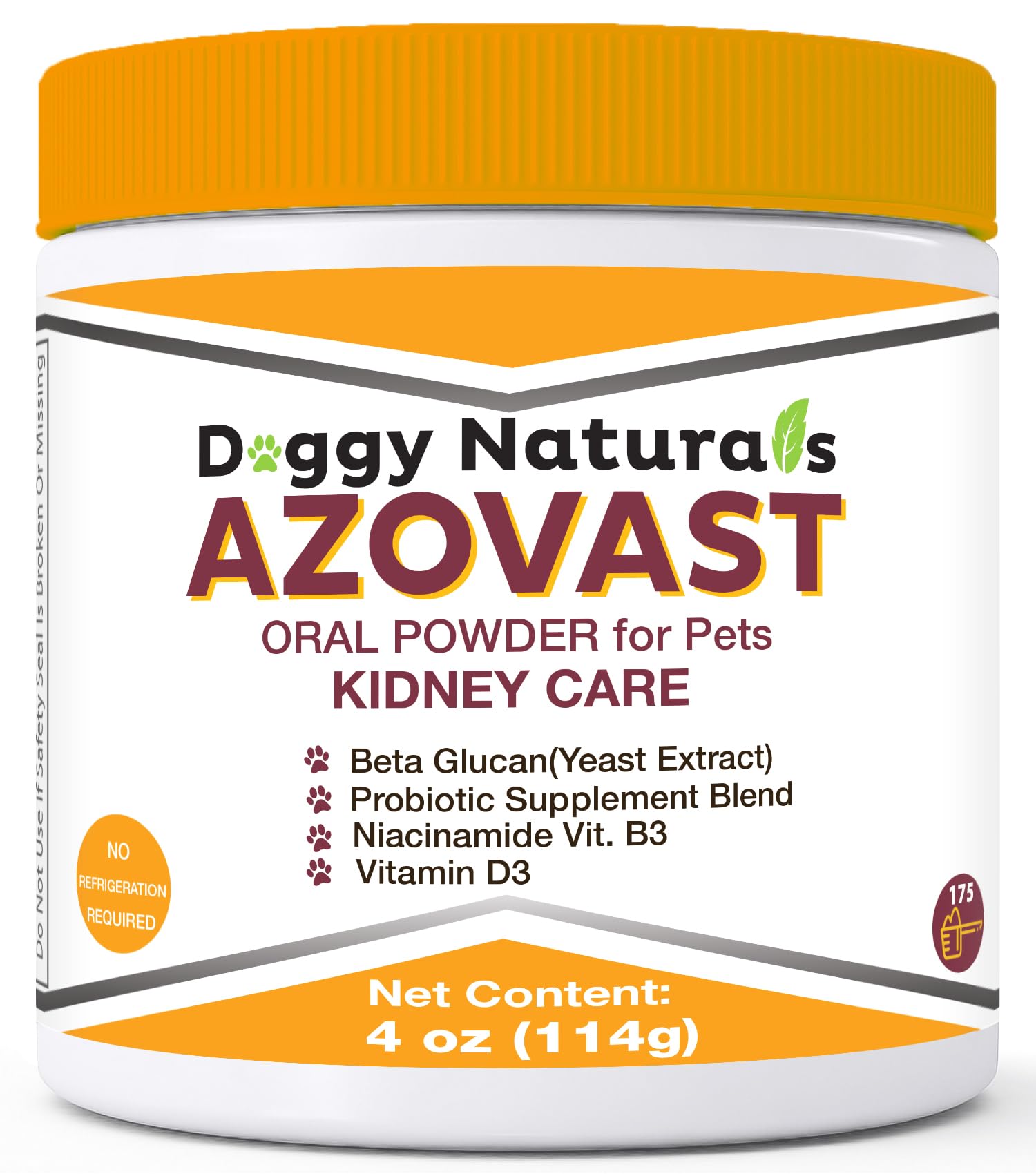 Azovast Powder Kidney Restores & Kidney Powder for Dogs & Cats, (4 Oz) - (175 Scoop/Jar) NO Refrigeration Required - Help Suppor