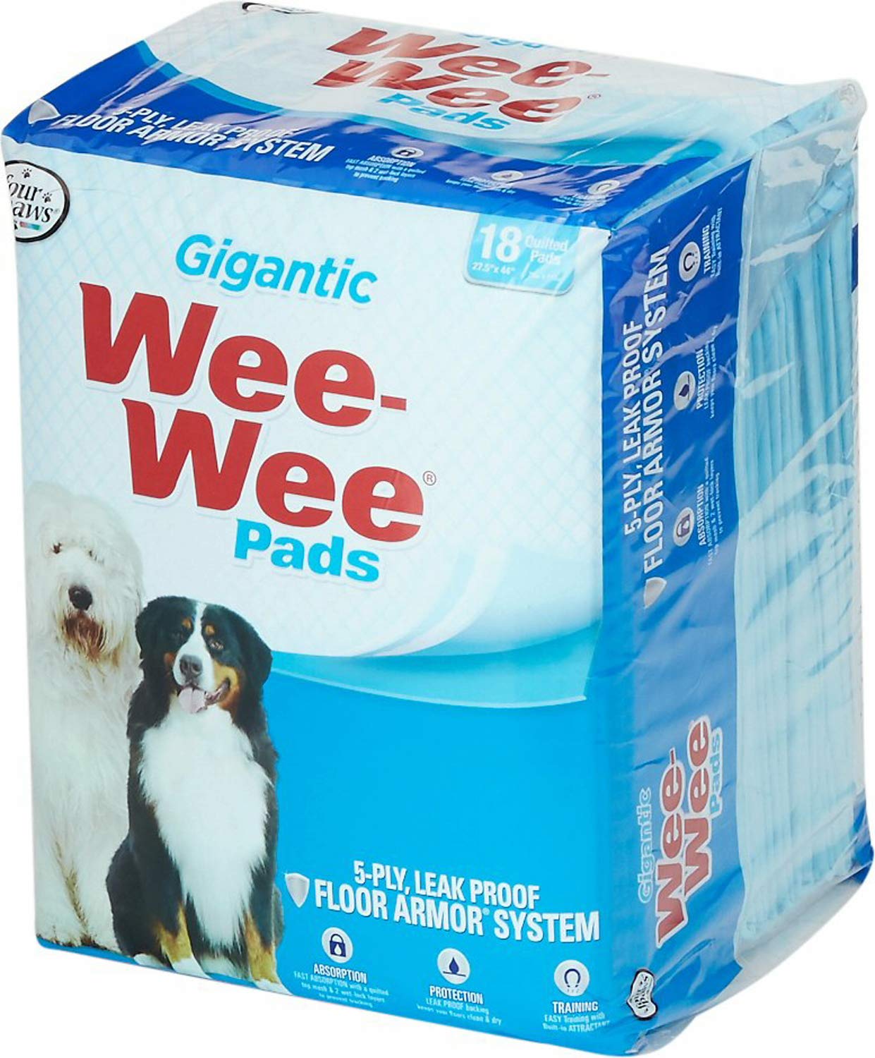 Four Paws Wee-Wee Pads, Gigantic, 18 Per Pack (4 Packs)