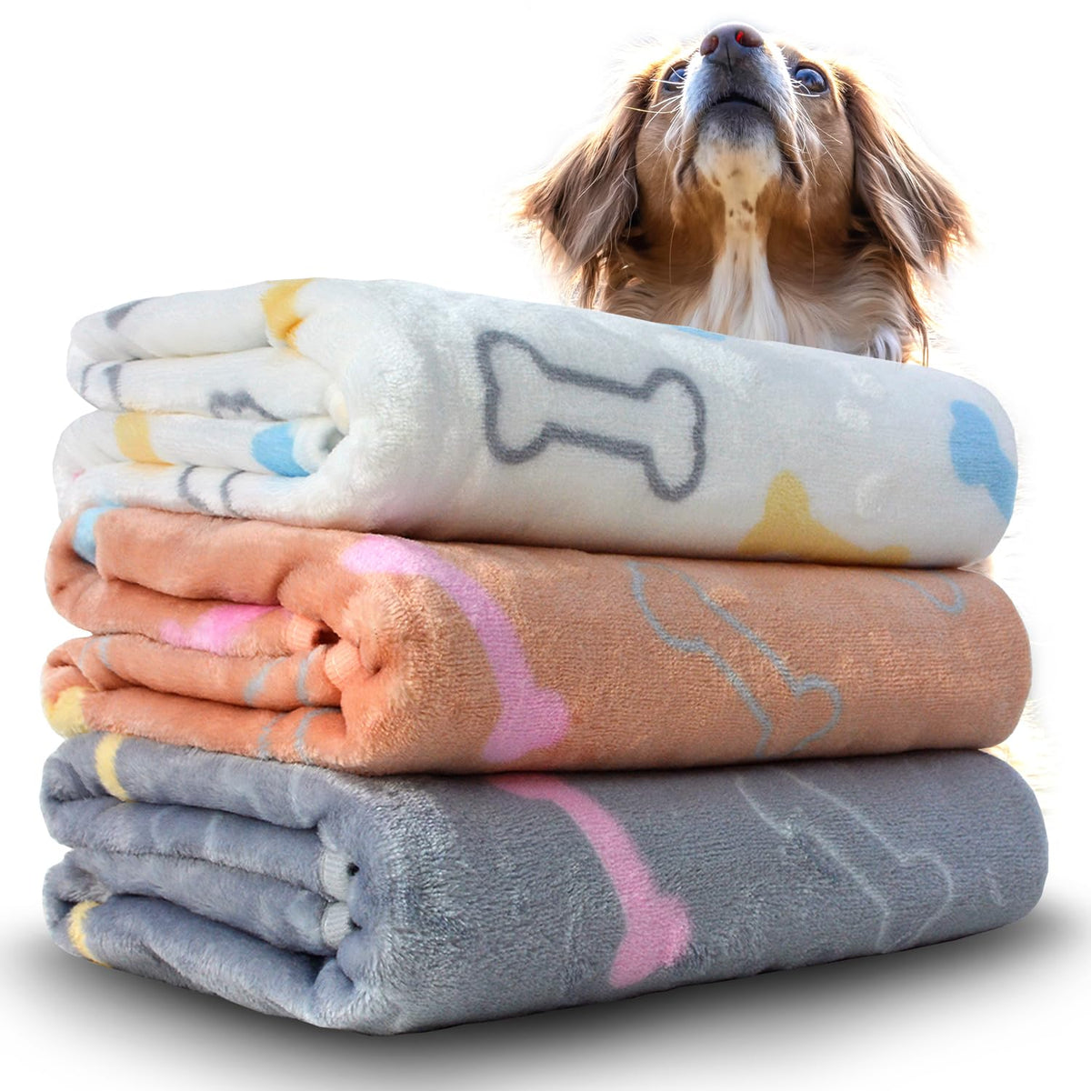 1 Pack 3 Washable Dog Blankets For Dog And Cat,Super Soft Flannel Dog Blanket Pet Blanket-Cute Claw Pattern Pet Blanket Mat 41In