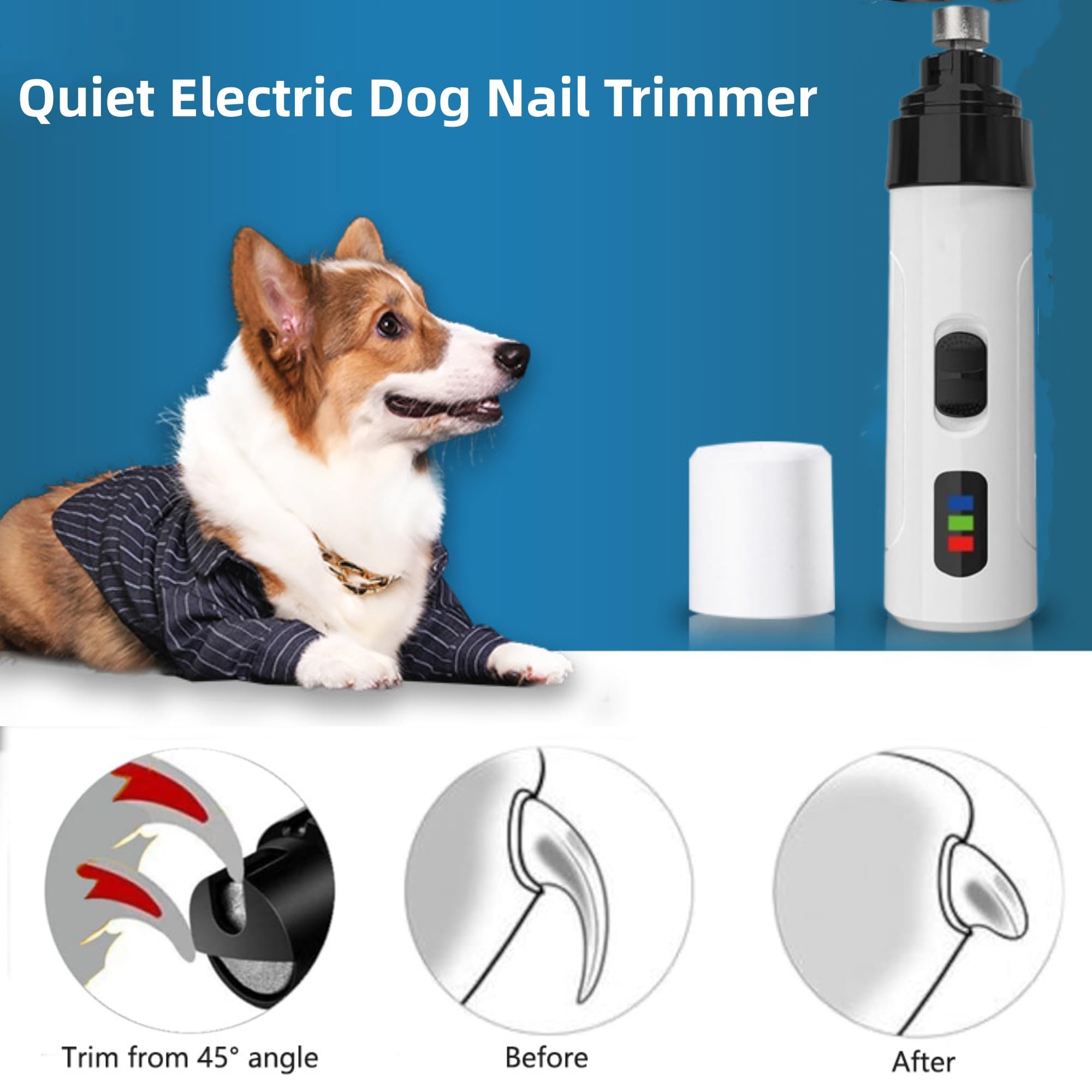 Heusom Silent Groom Pro Nail Grinder, 2025 New Heusom Dog Nail Trimmer, Rechargeable USB Charging Pet Nail Grinders for Dog, Ele
