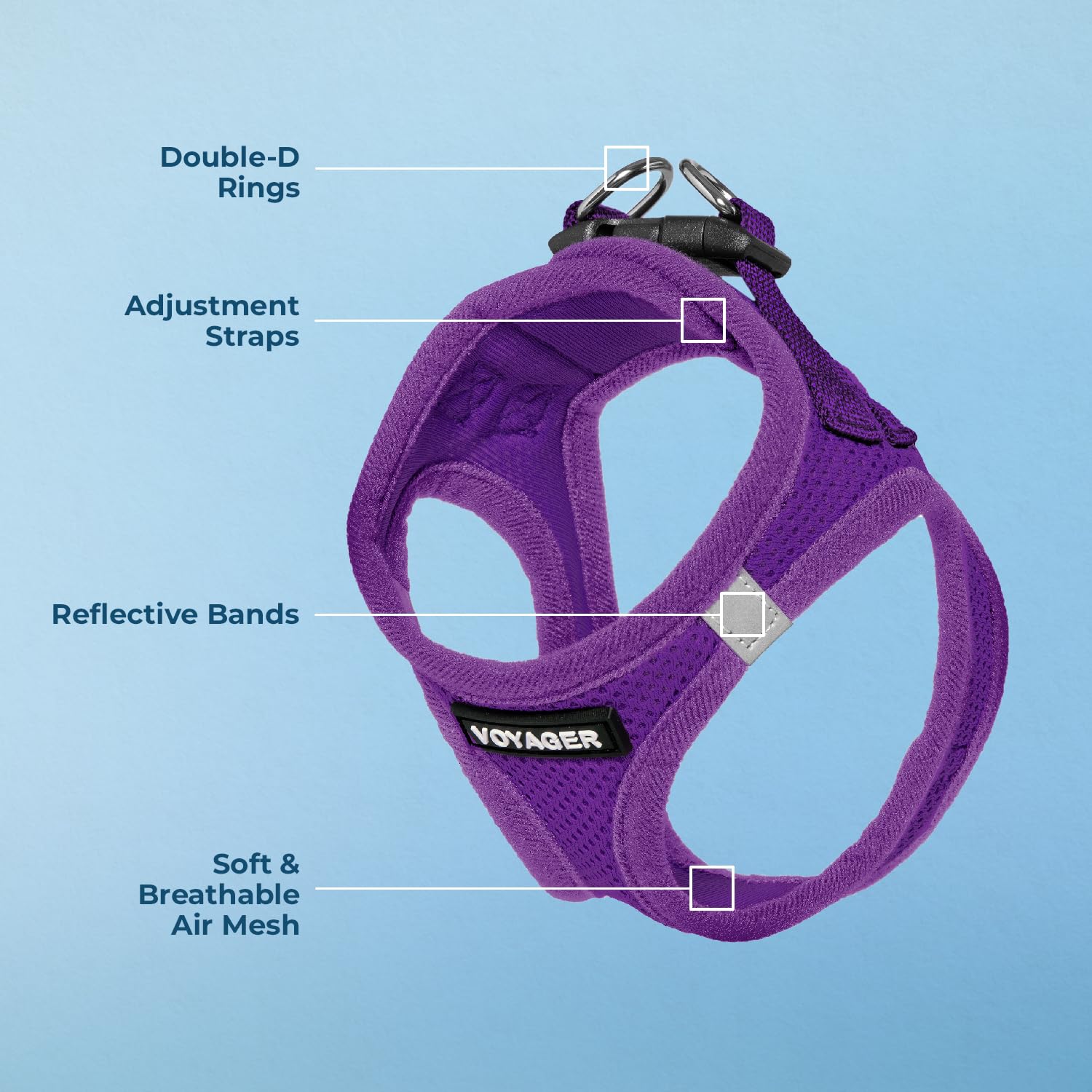 Voyager Step-In Air Dog Harness - All Weather Mesh Step In Vest Harness For Small And Medium Dogs And Cats By Best Pet Supplies - Harness (Purple), S (Chest: 14.5-16')