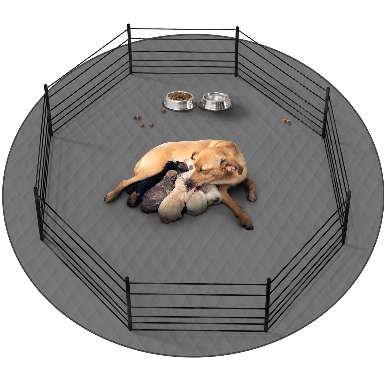 Coolshields Washable Round Puppy Dog Pee Pad, 65'' Extra Large, Waterproof Whelping Training Mat For Playpen Crate, Floor, Bed,S