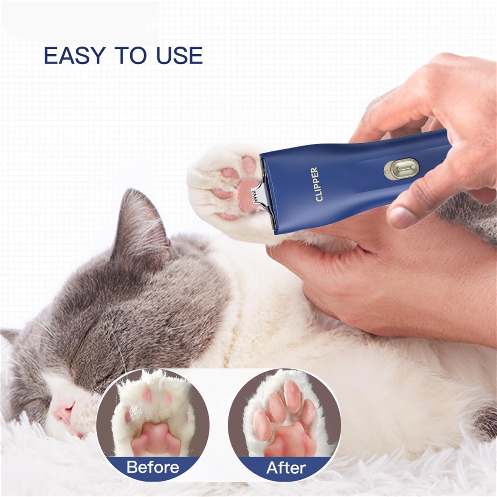Founouly 2 In 1 Prowerful Home Professional Dog Grooming Kit Clipper Low Noise Usb Rechargeable Gifts For Dog Cat Blue,Mts006