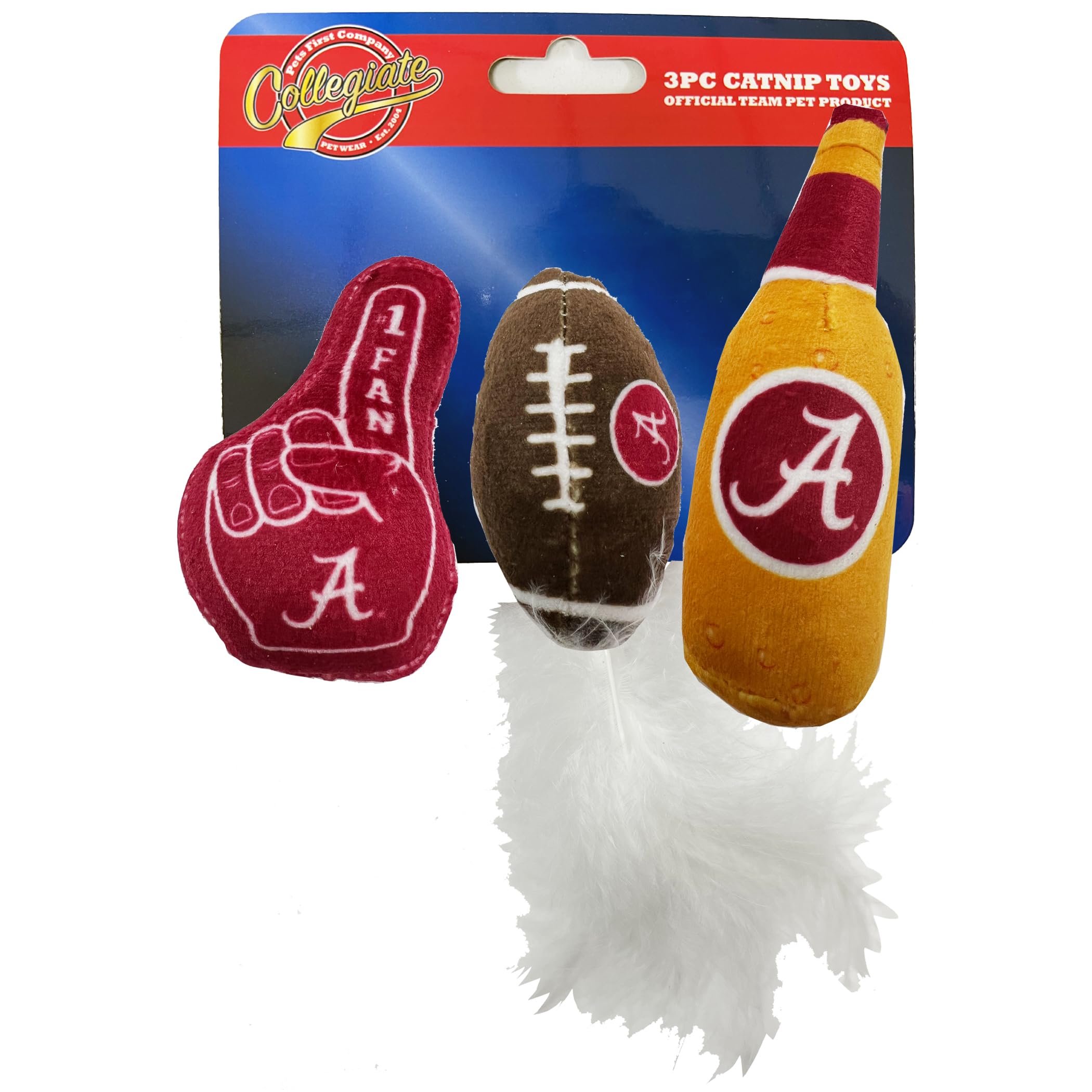 Pets First Best Plush Cat Toy - Ncaa Alabama Crimson Tide Complete Set Of 3 Piece Cat Toys Filled With Fresh Catnip. Includes: 1