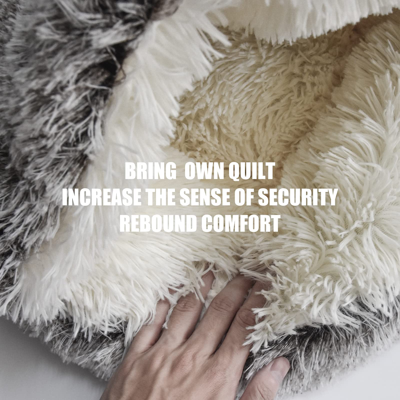 Shinhye Cat Bed Round Plush Fluffy Hooded Cat Bed Cave, Cozy For Indoor Cats Or Small Dog Beds, Soothing Pet Beds Doughnut Calm Anti-Nxiety Dog Bed - Waterproof Bottom Washable, Grey.20 Inches