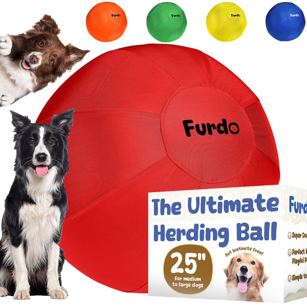 Furdo 25 Herding Ball for Dogs, for Australian Shepherd, for Cattle, for Border Collie, for Blue Heelers & Other Medium to Large