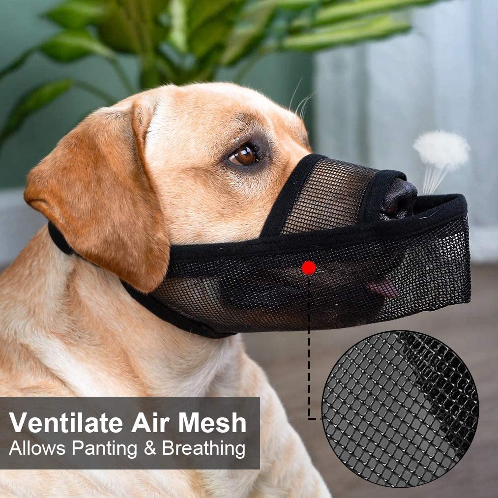 Nylon Dog Muzzle for Small Medium Large Dogs, Air Mesh Breathable and Drinkable Pet Muzzle for Anti-Biting Anti-Barking Licking