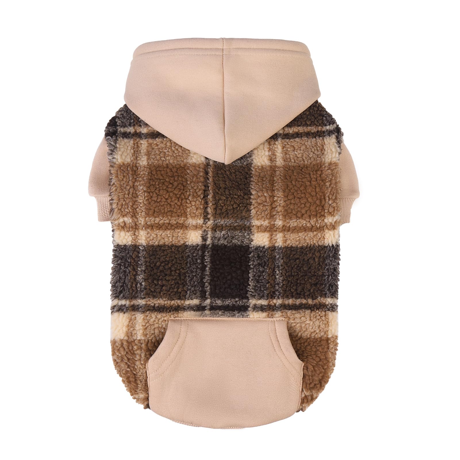 PUPTECK Dog Hoodie Puppy Sweatshirt Warm Dog Sweater Winter Clothes Cold Weather Coats for Small Medium Large Dogs, Brown, XS