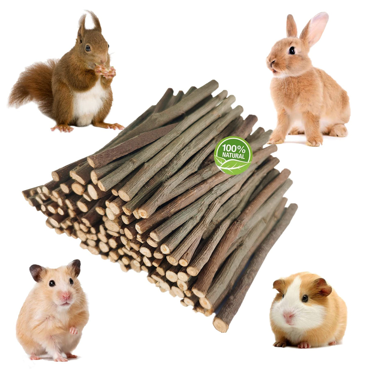 Grembeb Rabbit Toys,400G Bunny Chew Apple Sticks,100% Organic Natural Hamster Molar Treat,Guinea Pig Food Snack Stuff For Clean Teeth Pet Squirrel Rat Chinchilla Hedgehog Gerbil