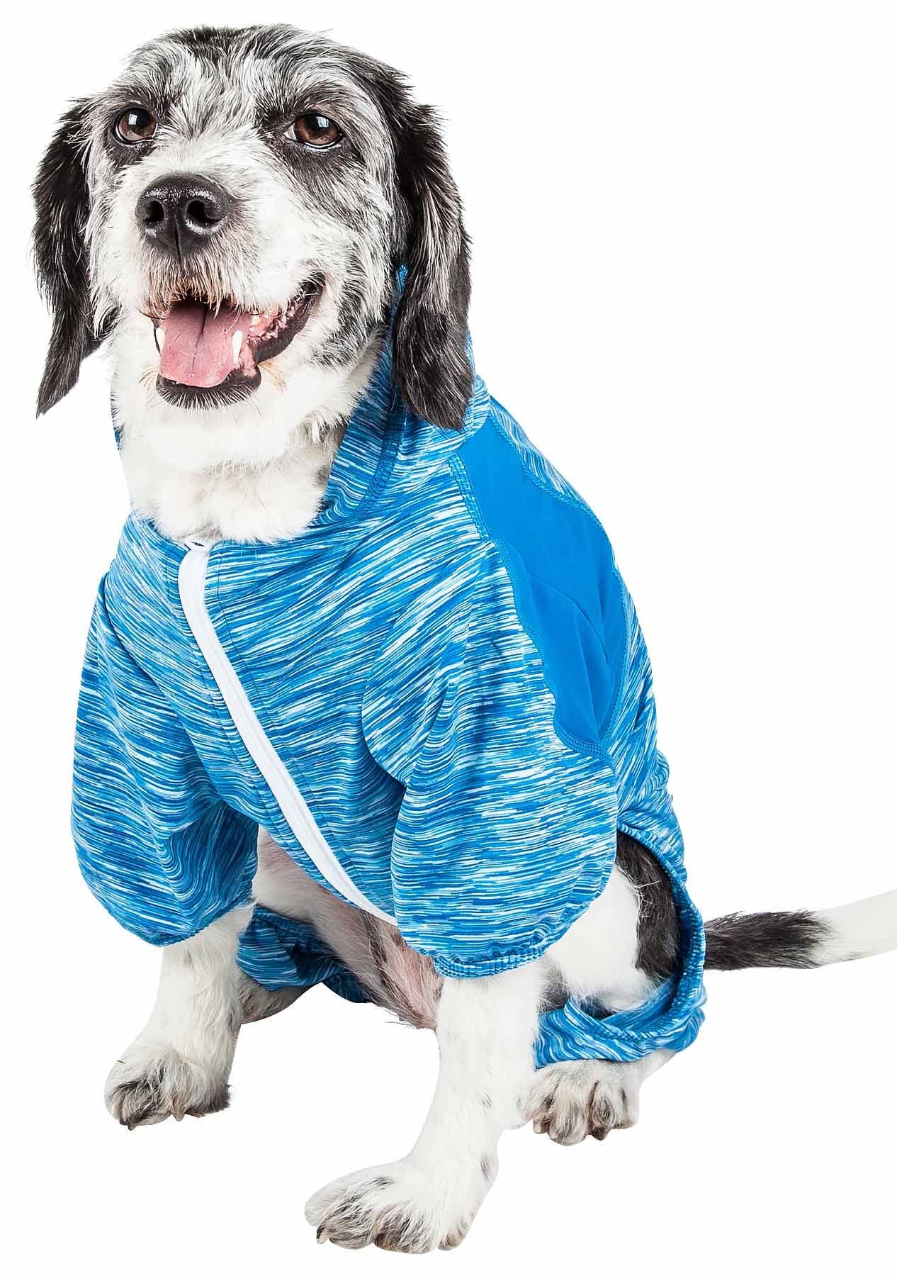 Pet Life A Active Downward Dog Hoodie And Flexible Full Body Dog T-Shirt - Lightweight Dog Fitness Tracksuit And Yoga Dog Clothe