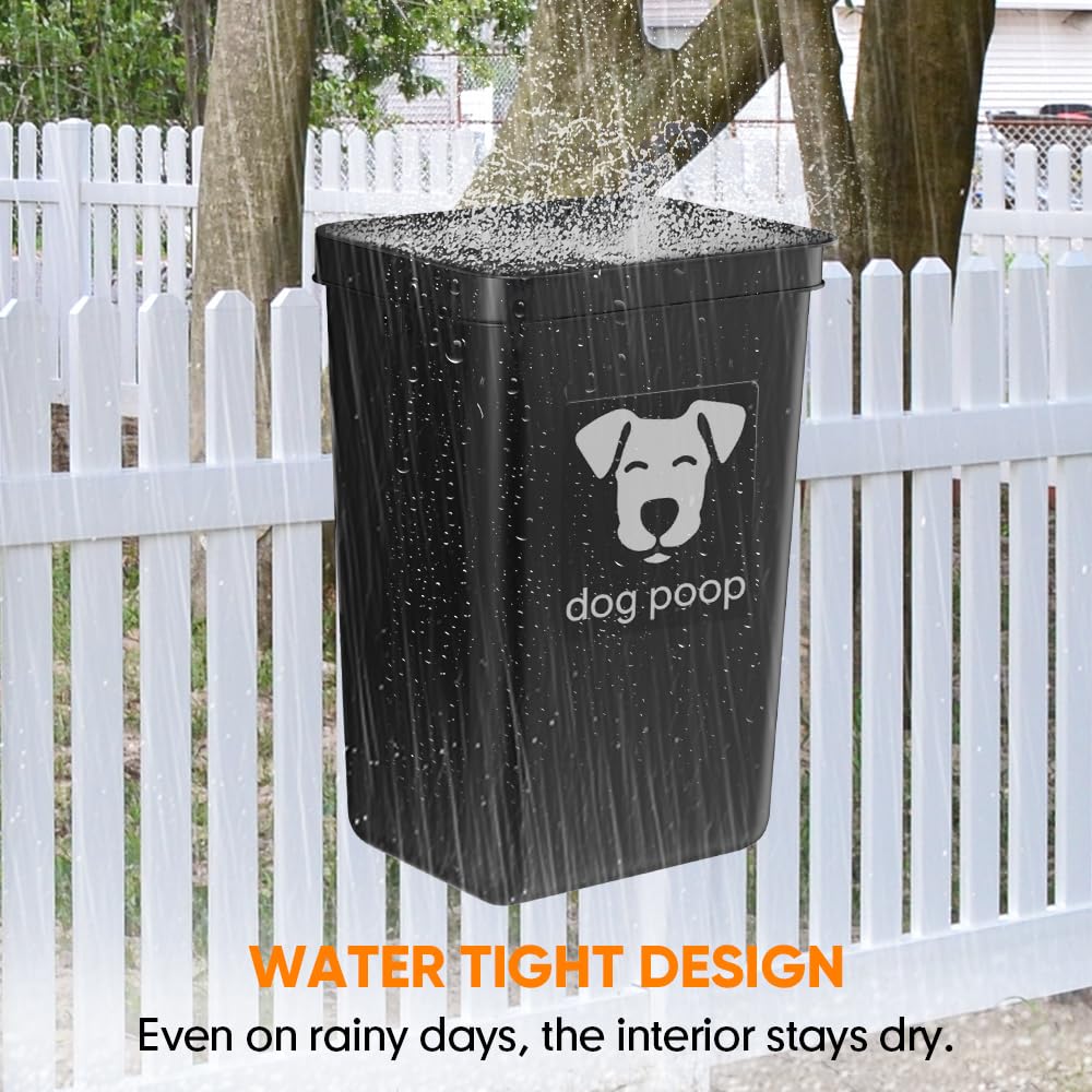 Moryimi Dog Poop Trash Can Outside, 3.1 Gallon Dog Waste Trash Can With Trash Bag Dispenser, Outdoor Dog Poop Trash Can With Lid