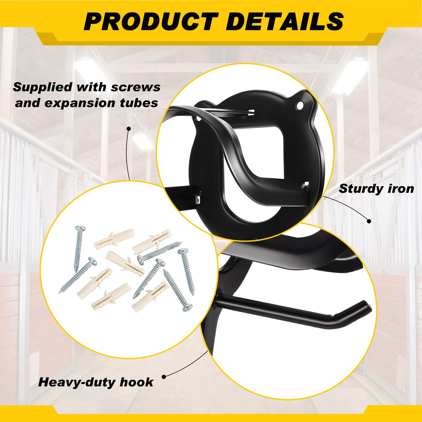 6 Counts Horse Bridle Rack Bridle Bracket Bridle Hooks Horse Tack Storage Halter Hanger Metal Bridle Holder With Tubes And Screw