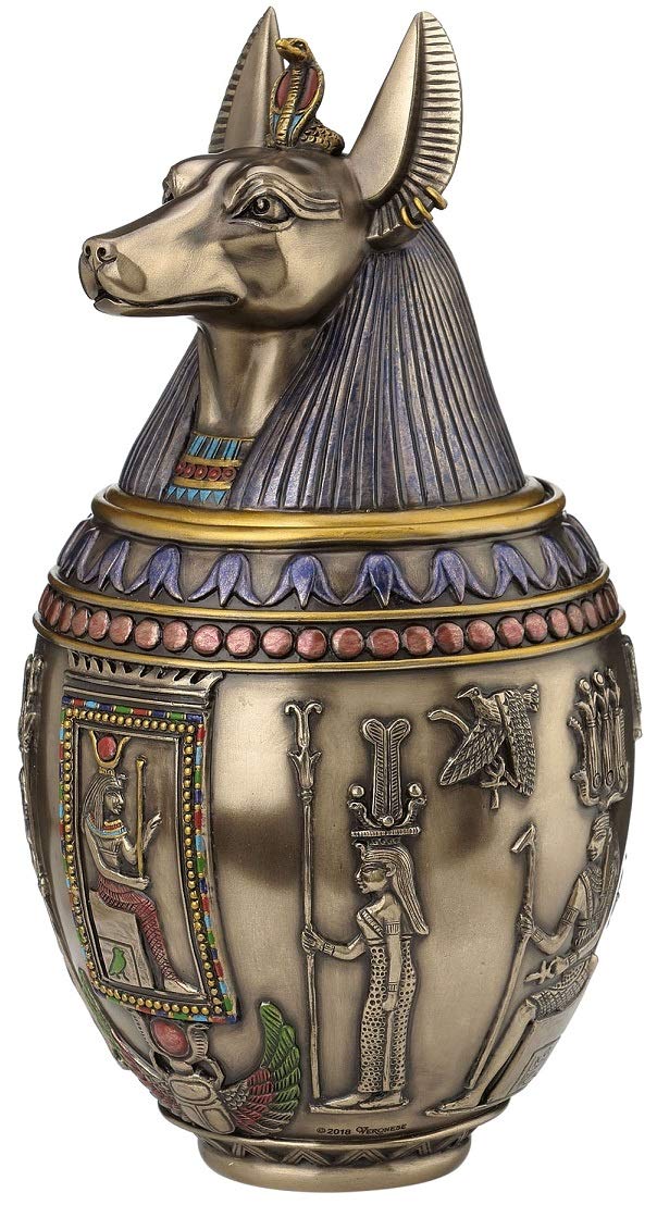 Rare Egyptian Anubis Dog Memorial Urn Canopic Jar