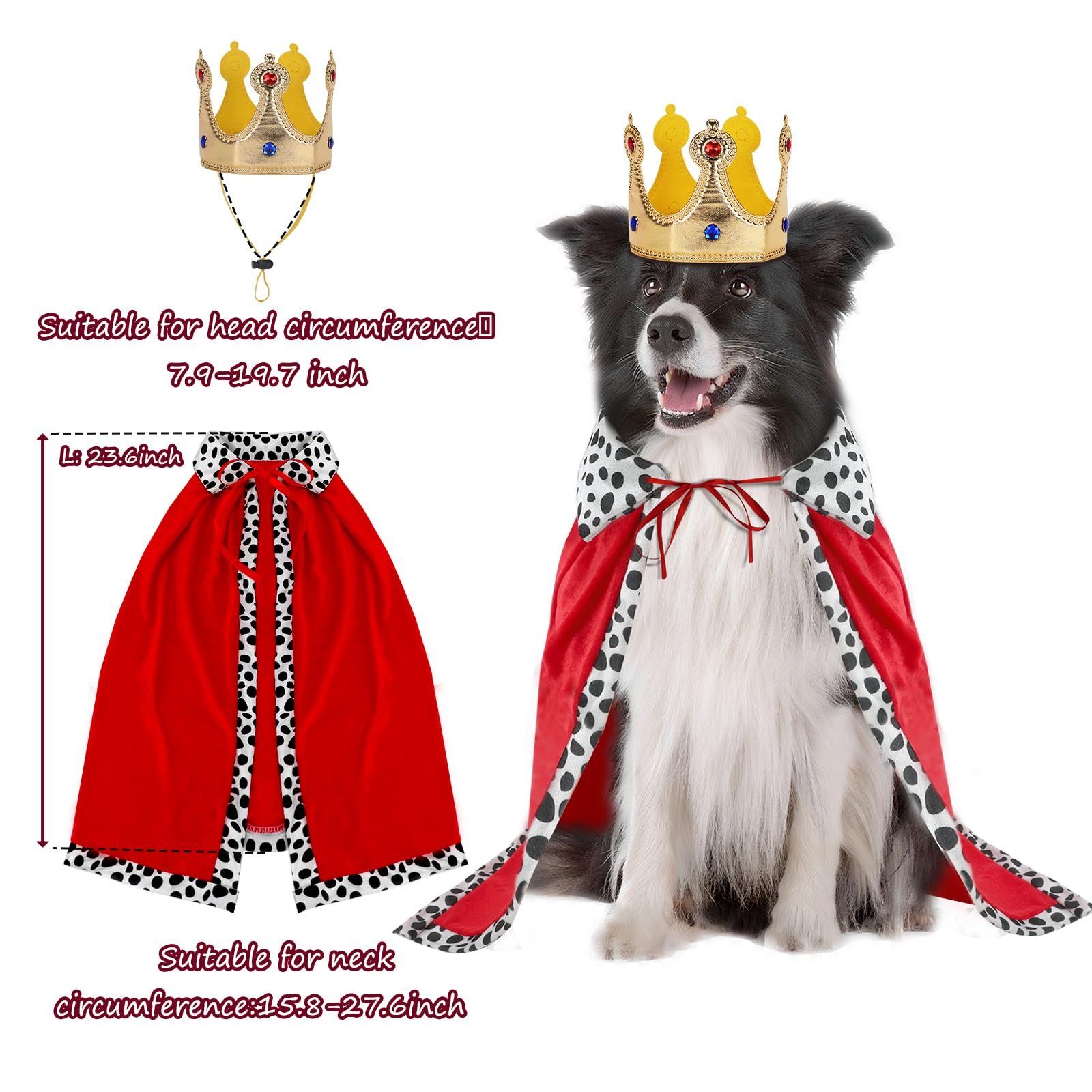 Rypet Halloween Dog King Costume, Dog Halloween Costumes Set with Cloak and Crown, Dogs King Cape for Large and Medium Dogs, Pet