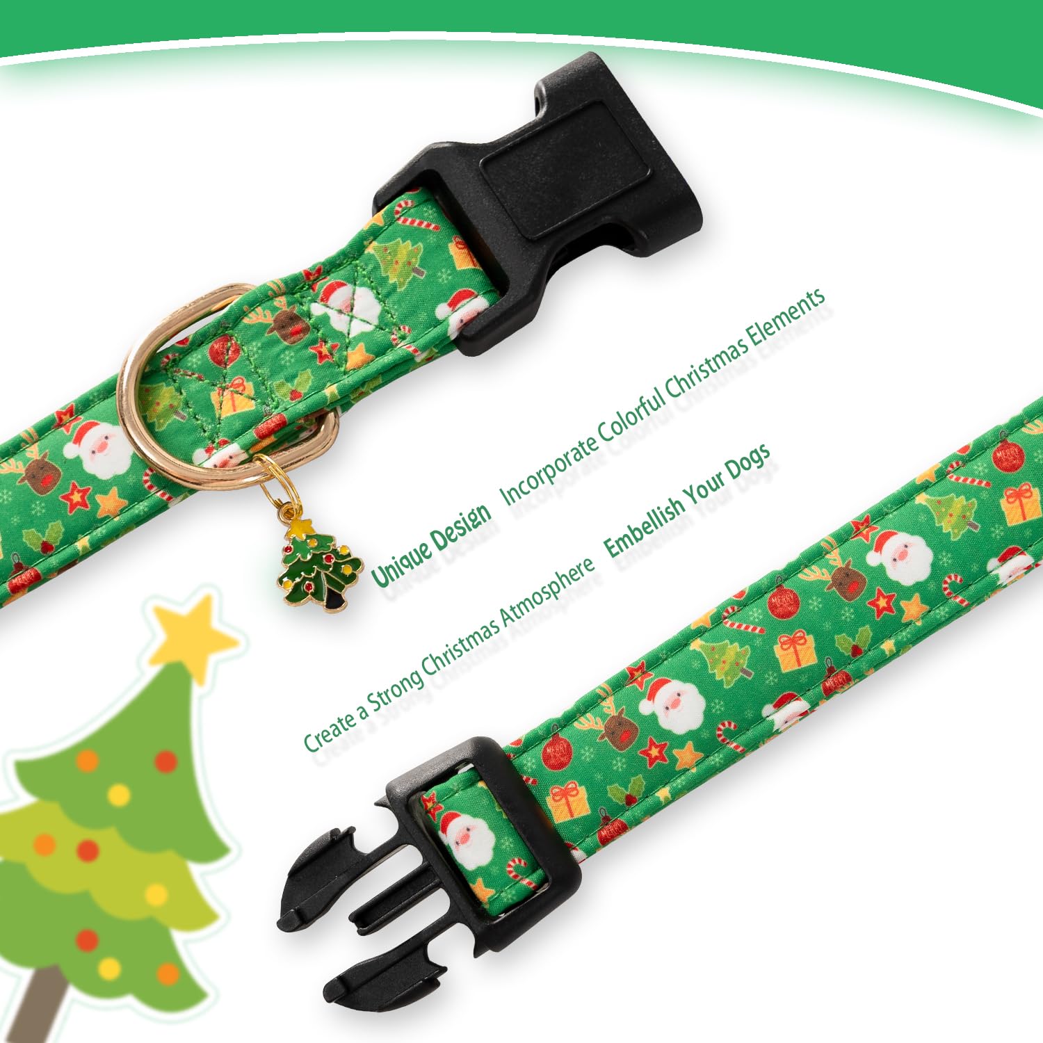 Prehai Green Christmas Dog Collar For Small Medium Large Dogs Special Design Cute Green Christmas Dog Collar For Girl Boy Dogs S
