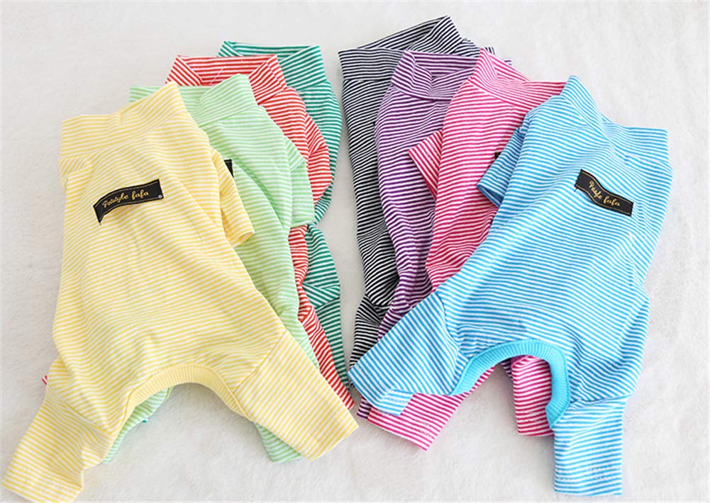 Hdwk&Hped Soft Cotton Dog Pajamas For All Seasons, Striped Pet Bottoming Jumpsuit For Small Dog Cat Puppy (#5, Thin Stripes Styl