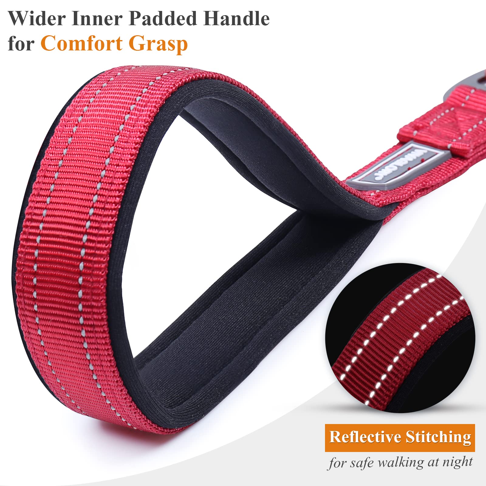 6Ft Chew Proof Dog Leash With Soft Foam And Reflective Padded Handle, Waterproof Vinyl Coated Steel Cable Chew-Resistant Metal Lead For Small Large Dogs, Red