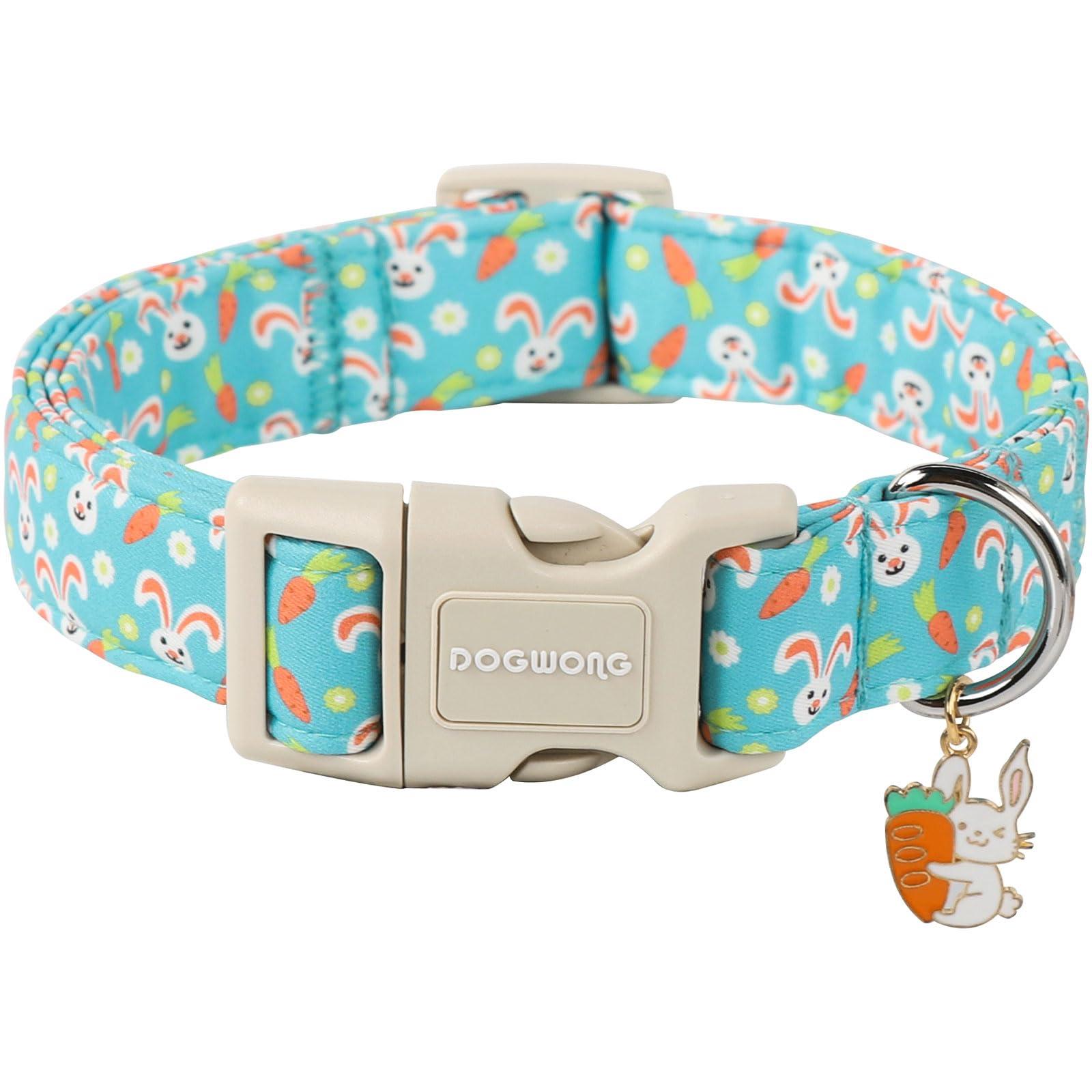 Dogwong Easter Dog Collar, Cute Bunny Carrot Print Dog Collars Adjustable Easter Day Puppy Heart Dog Collar For Small Medium Lar