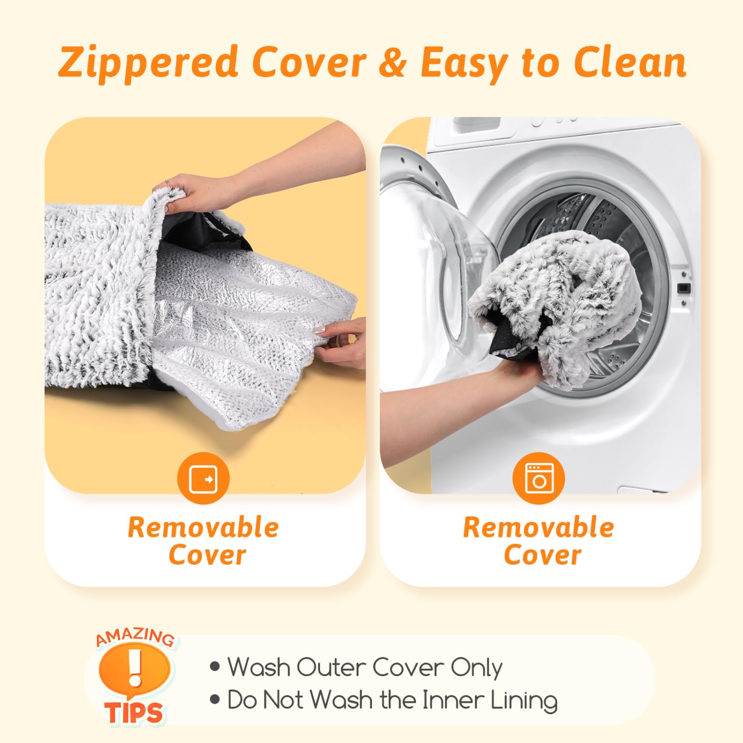 Nobleza Self Warming Cat Bed, Super Soft Thermal Dog Crate Bed Mat For Sleeping, Washable Anti-Slip Self Heating Pet Kennel Pad