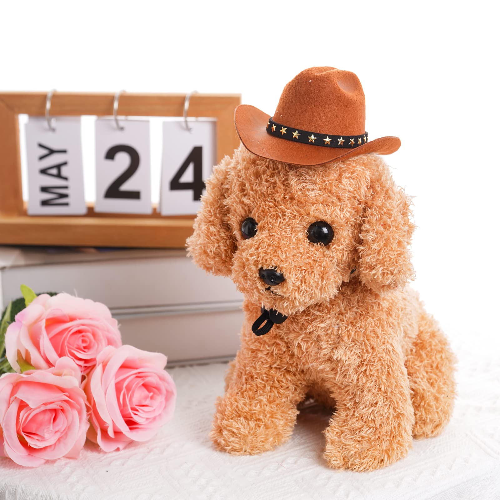 Choyaxo Pet Cowboy Costume Cosplay Cap Halloween Costumes For Dogs Cat Pet Party Decoration Mini Cowboy Hat (Brown, Small)
