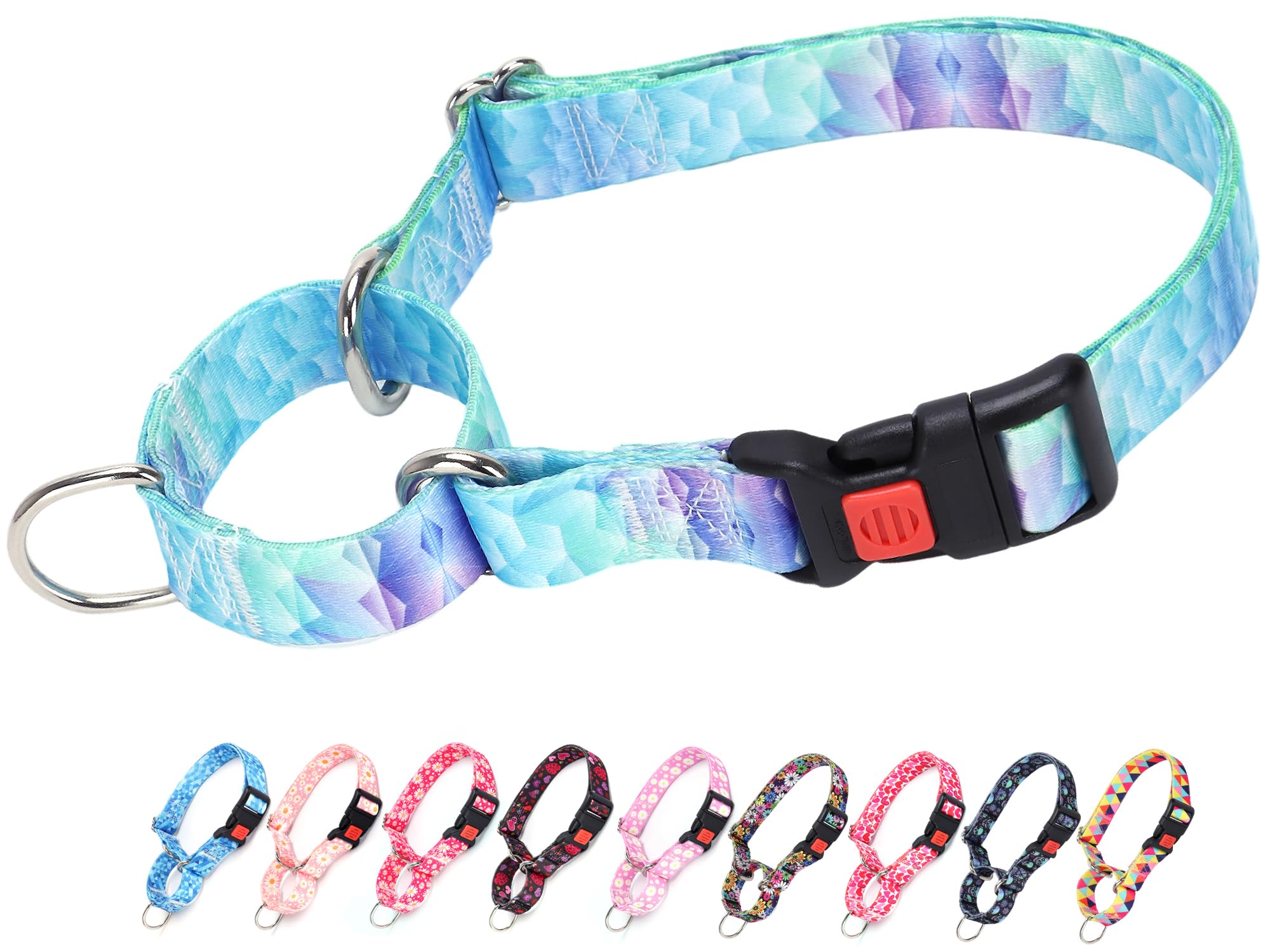 Martingale Collar For Dogs, Blue No Escape Training Dog Collar For Large Dogs, Adjustable Safety Buckle Dog Collar, Perfect Boy 