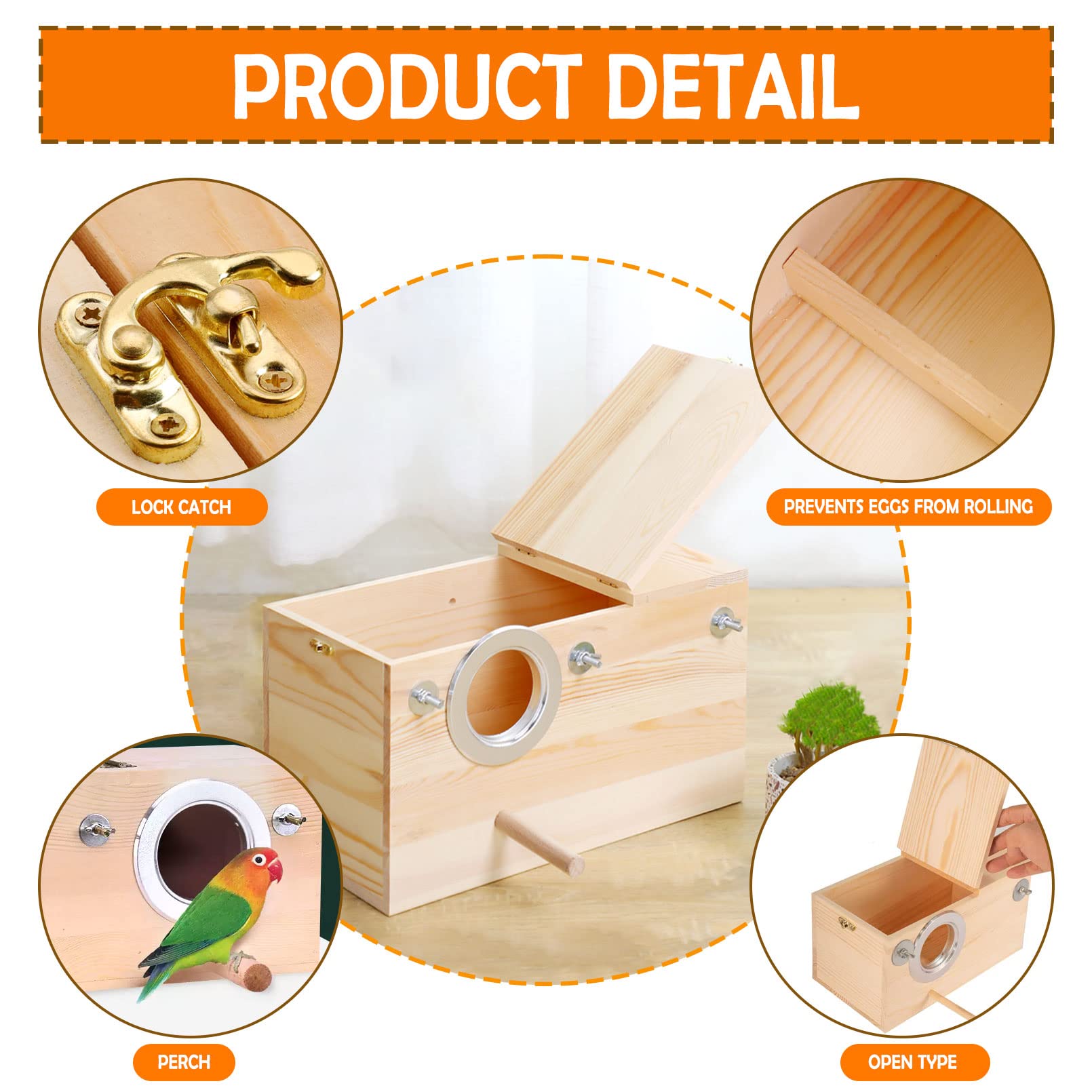 Parakeet Nest Box Budgie Nesting House Cockatiel Breeding Parrots Mating Box For Lovebirds Large And Medium-Sized Birds