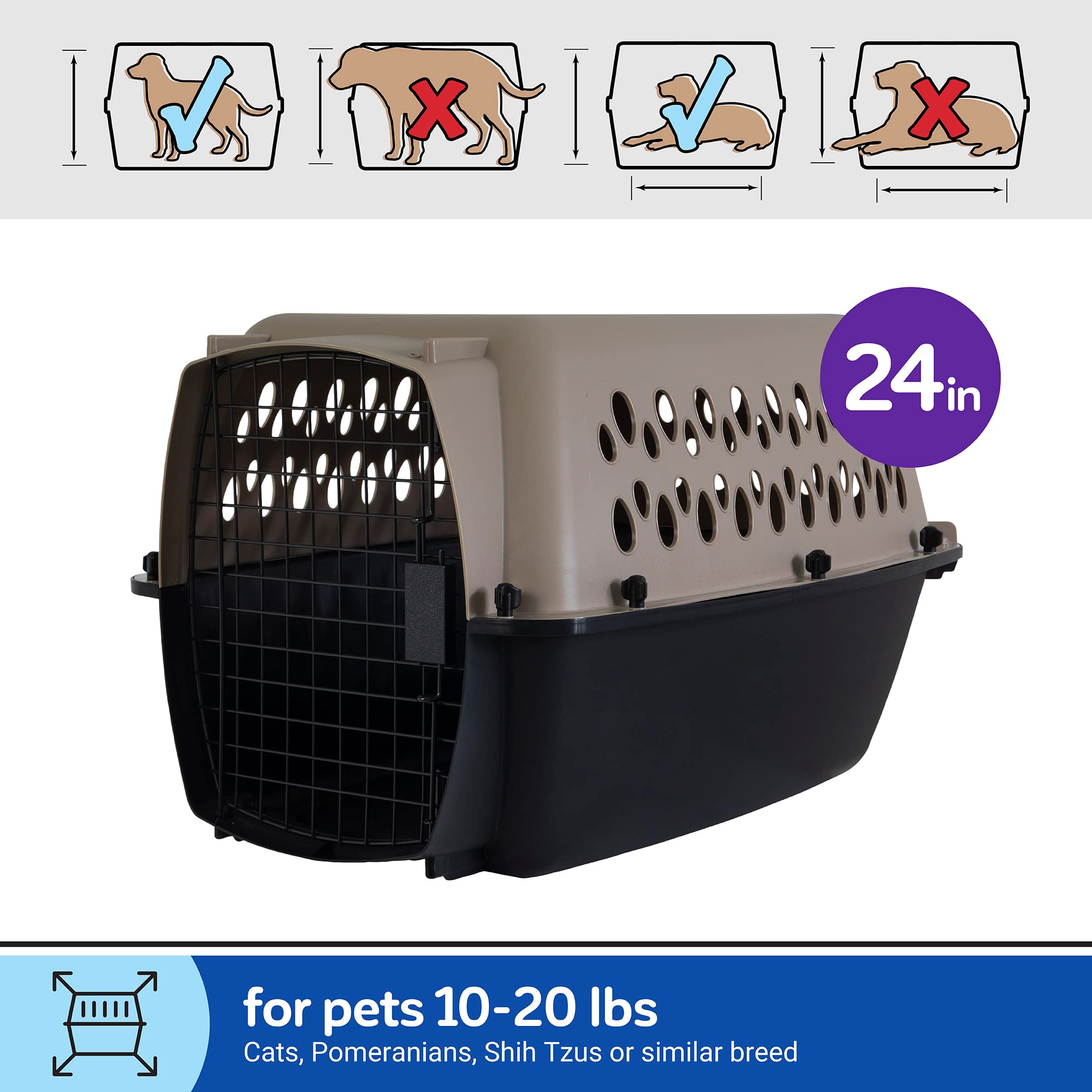 Petmate Vari Dog Kennel - Portable Dog Carriers & Crates for Small Dogs, Airline-Friendly, Durable Plastic, Pet Carrier For Home