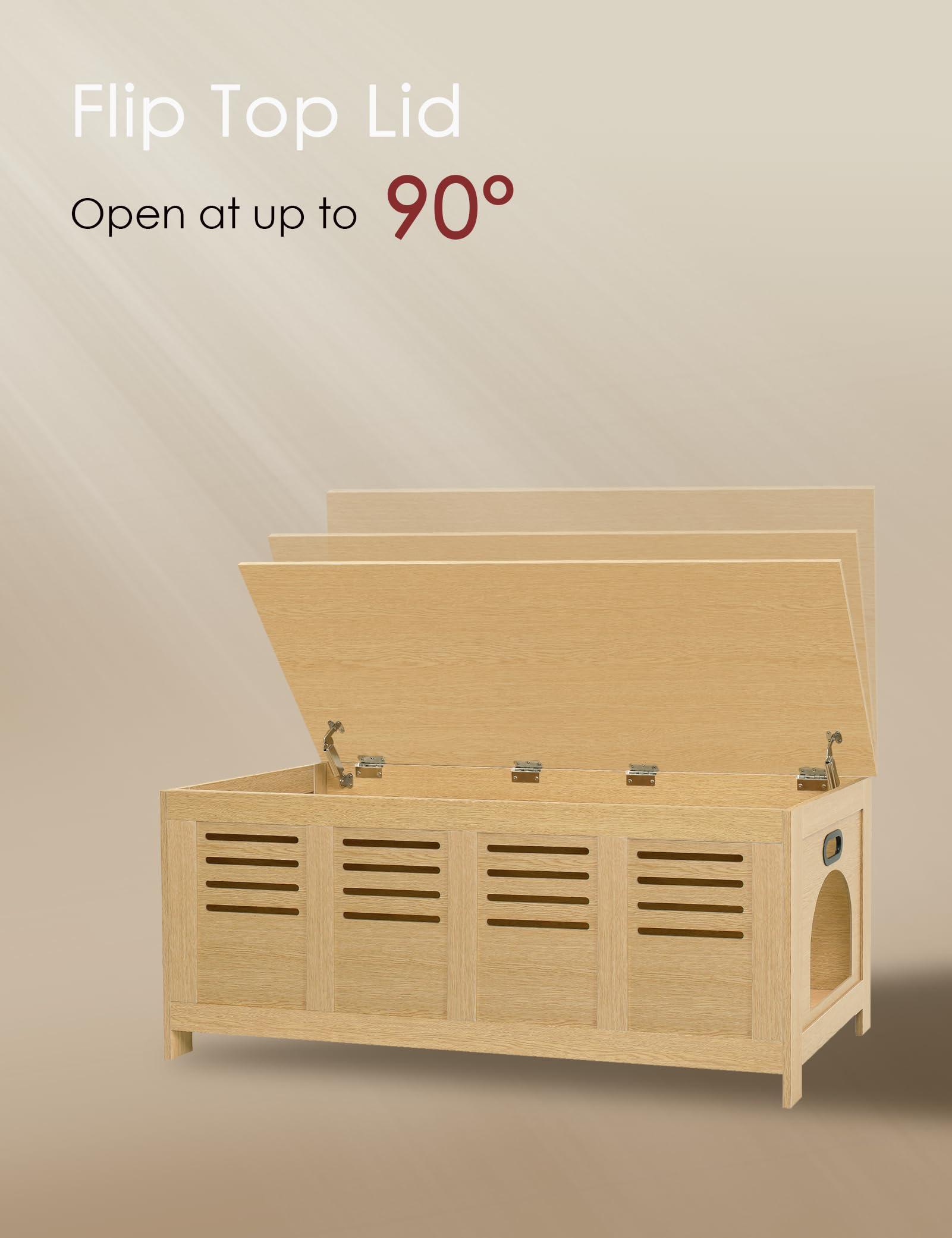 Dinzi Lvj Litter Box Enclosure Furniture For 2 Cats, Flip Top Opening Hidden Litter Box With Double Rooms, Dual Pet House With G