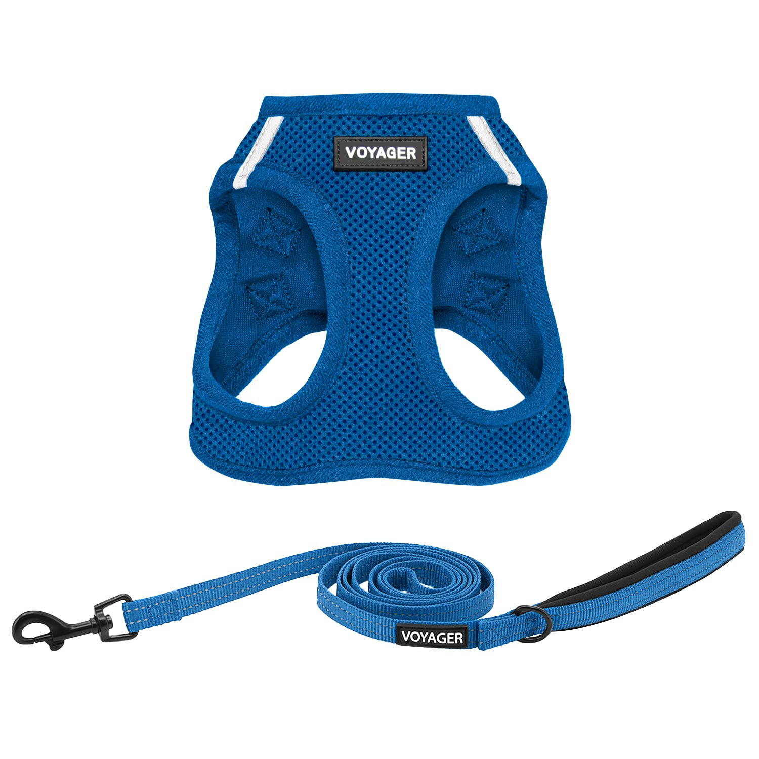 Voyager Step-In Air All Weather Mesh Harness And Reflective Dog 5 Ft Leash Combo With Neoprene Handle, For Small, Medium And Large Breed Puppies By Best Pet Supplies - Leash Harness (Royal Blue), Xs