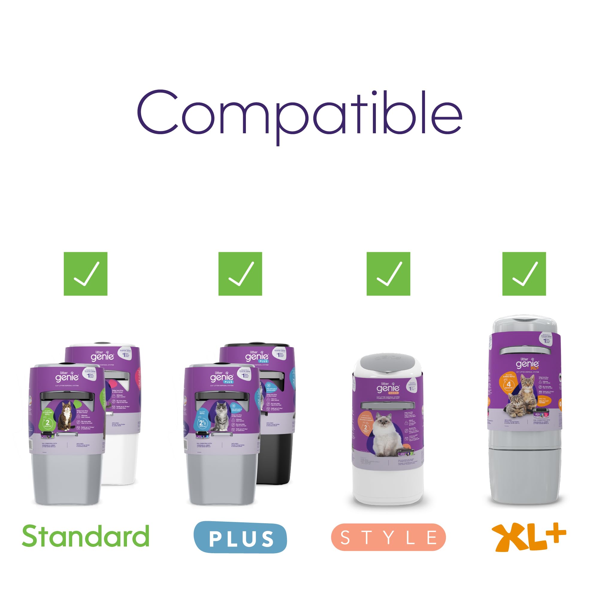 Litter Genie Refill Bags | Jumbo 6-Pack | Up To 24 Months Of Supply In 6 Cartridges | Ultimate Odor Control Cat Litter Bags
