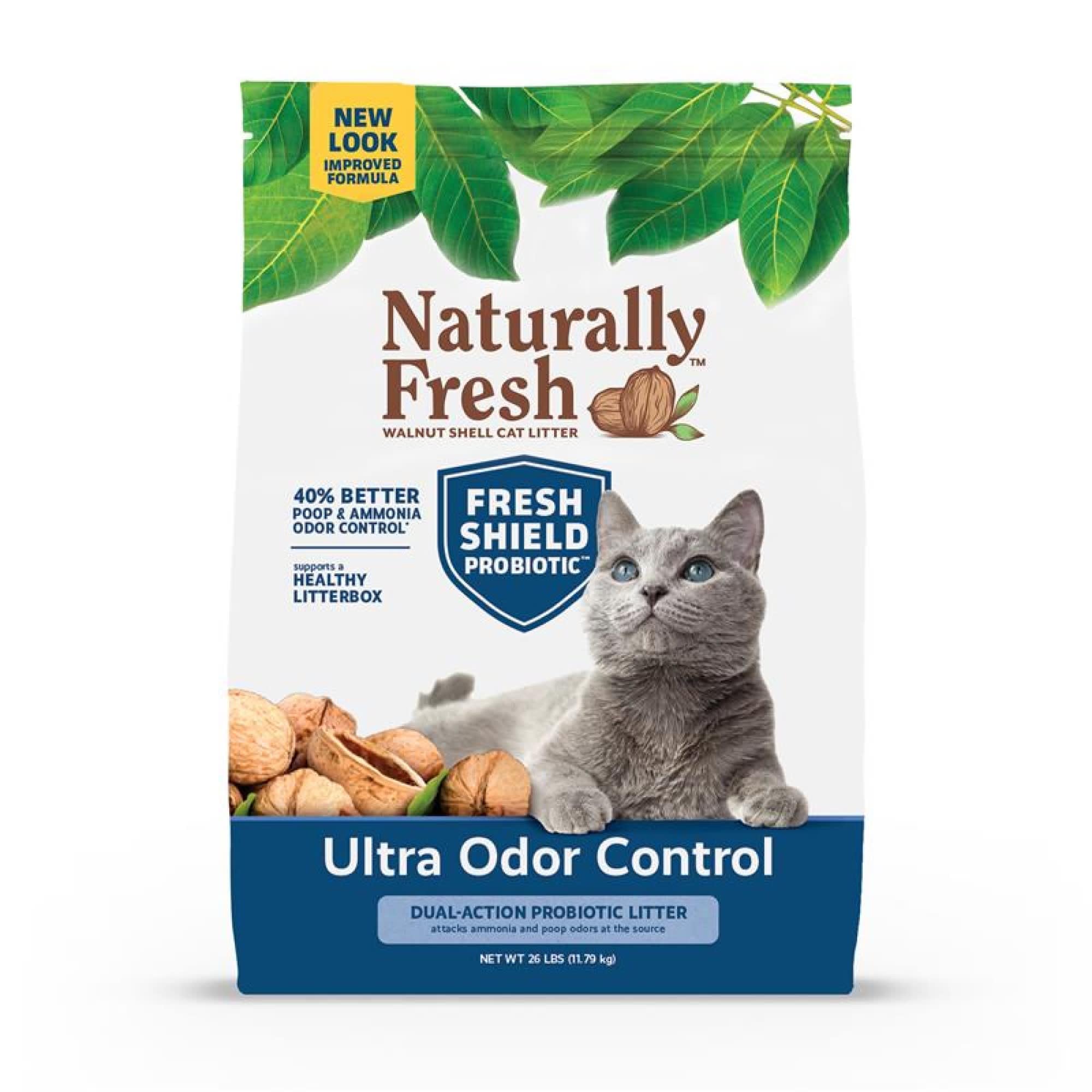 Naturally Fresh Cat Litter Made From Walnut Shells, Multi-Cat, Ultra Odor Control, Unscented, Upcycled, Sustainable, 26 Lbs