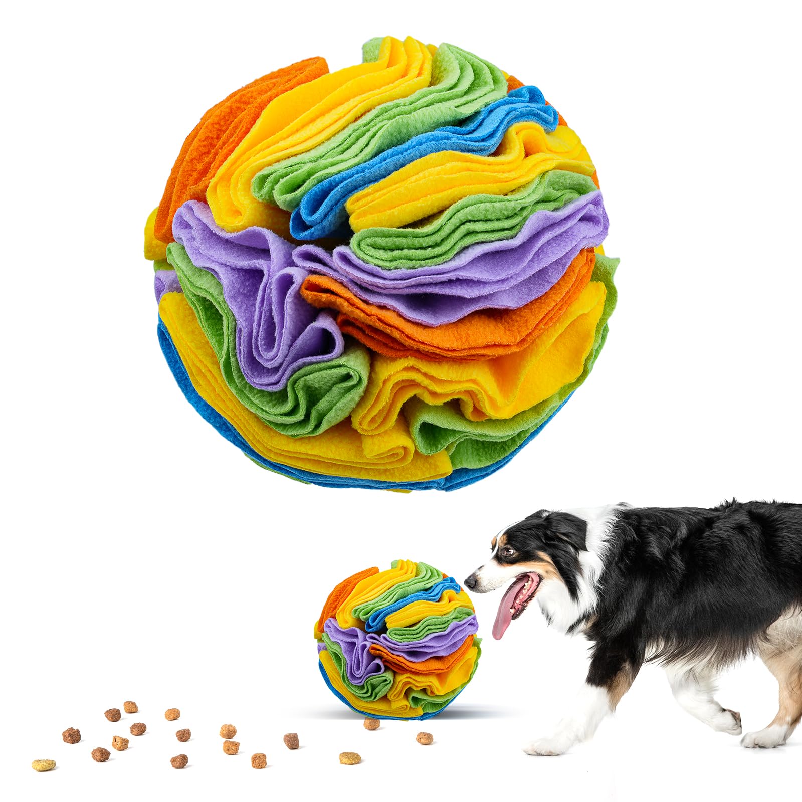 Larimuer Puzzle Sniffing Interactive Dog Ball For Blind Dogs, Training, Stress Relief & Enrichment - Washable Treat Ball (20Cm, 