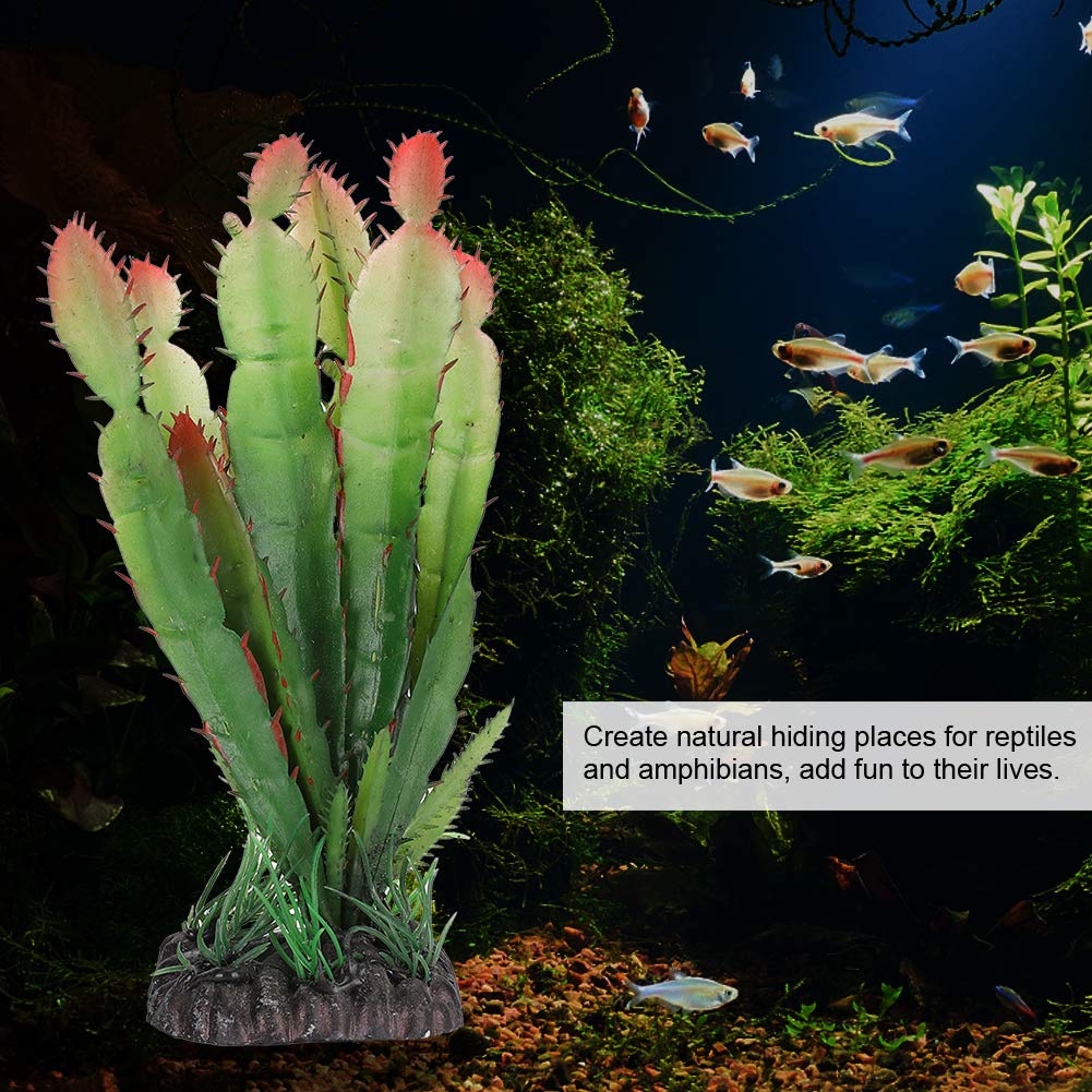 Gloglow Reptile Plants Terrarium Decor,Simulation Plastic Cactus Plant Landscaping Decoration For Tortoise Lizard Gecko Bearded Dragon