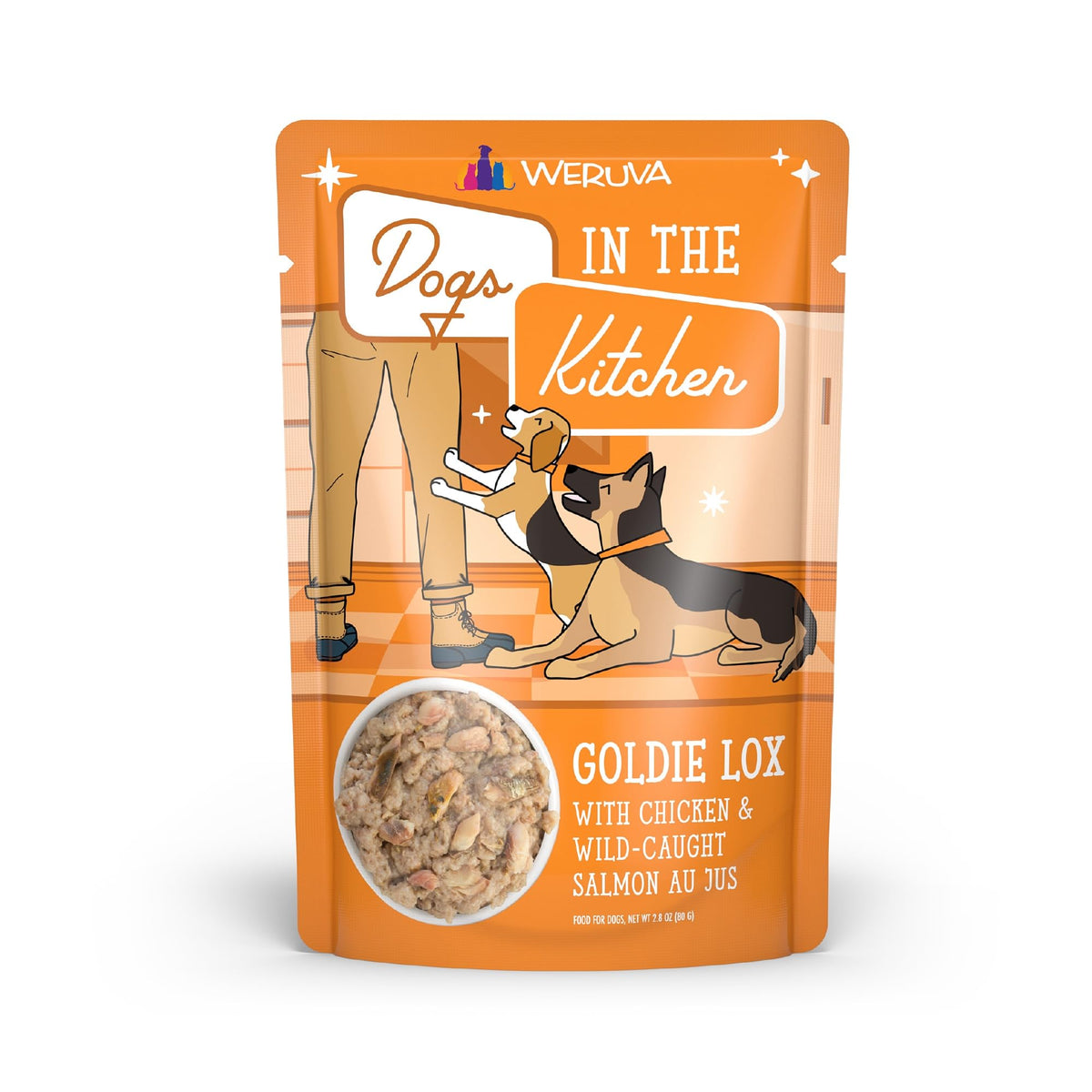 Weruva Dogs In The Kitchen, Goldie Lox With Chicken & Wild-Caught Salmon Wet Dog Food, 2.8Oz Pouch (Pack Of 12)