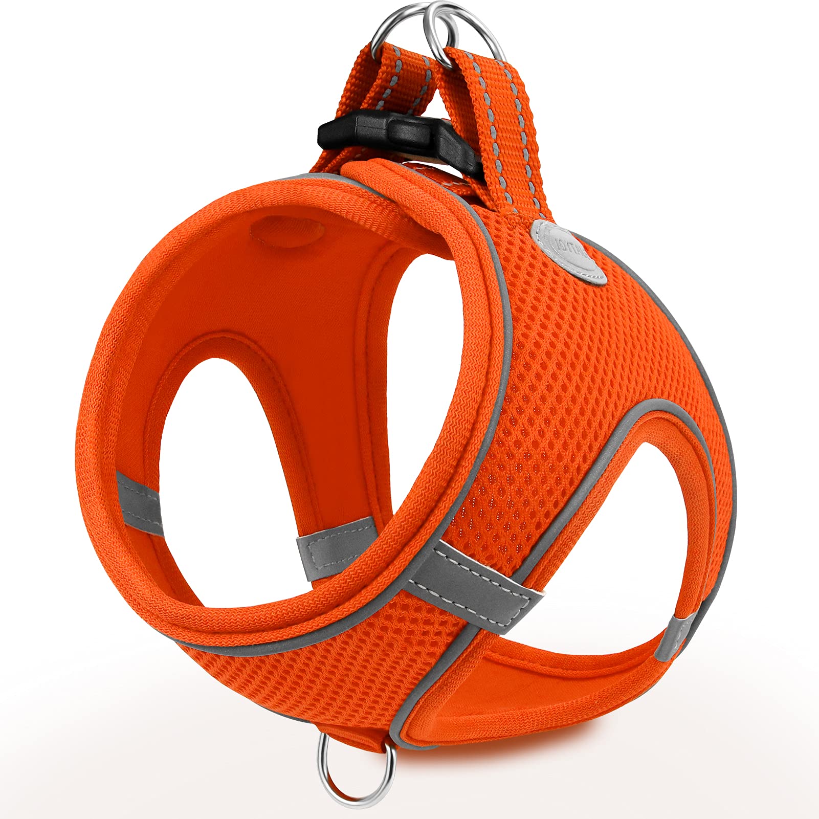 Joytale Small Dog Harness, Breathable Mesh Step-In Vest, Reflective Soft Padded Harnesses For Small And Medium Dogs, Orange, L