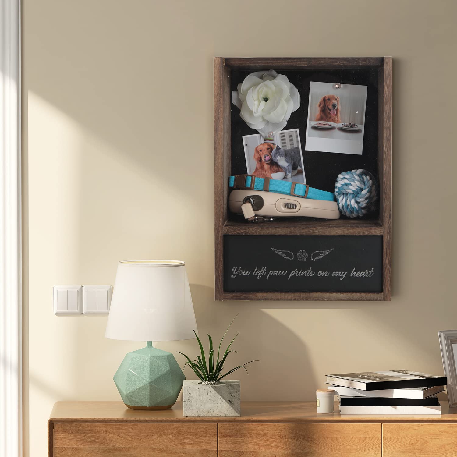 J JACKCUBE DESIGN Pet Memorial Shadow Box, Urn Frame for Dogs & Cats, Keepsake Display Case - MK1077A