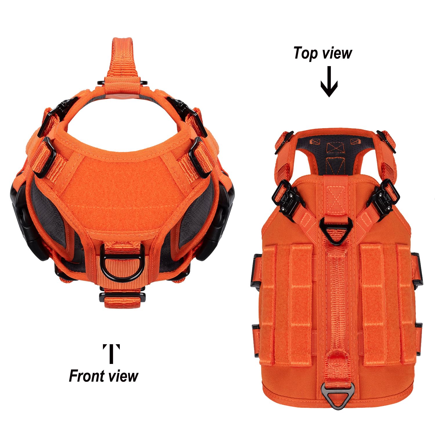 ICEFANG GN3 Tactical Dog Harness with 6X Buckle,Dog Molle Vest with Handle,3/4 Body, Hook and Loop Panel for ID Patch,No Pulling