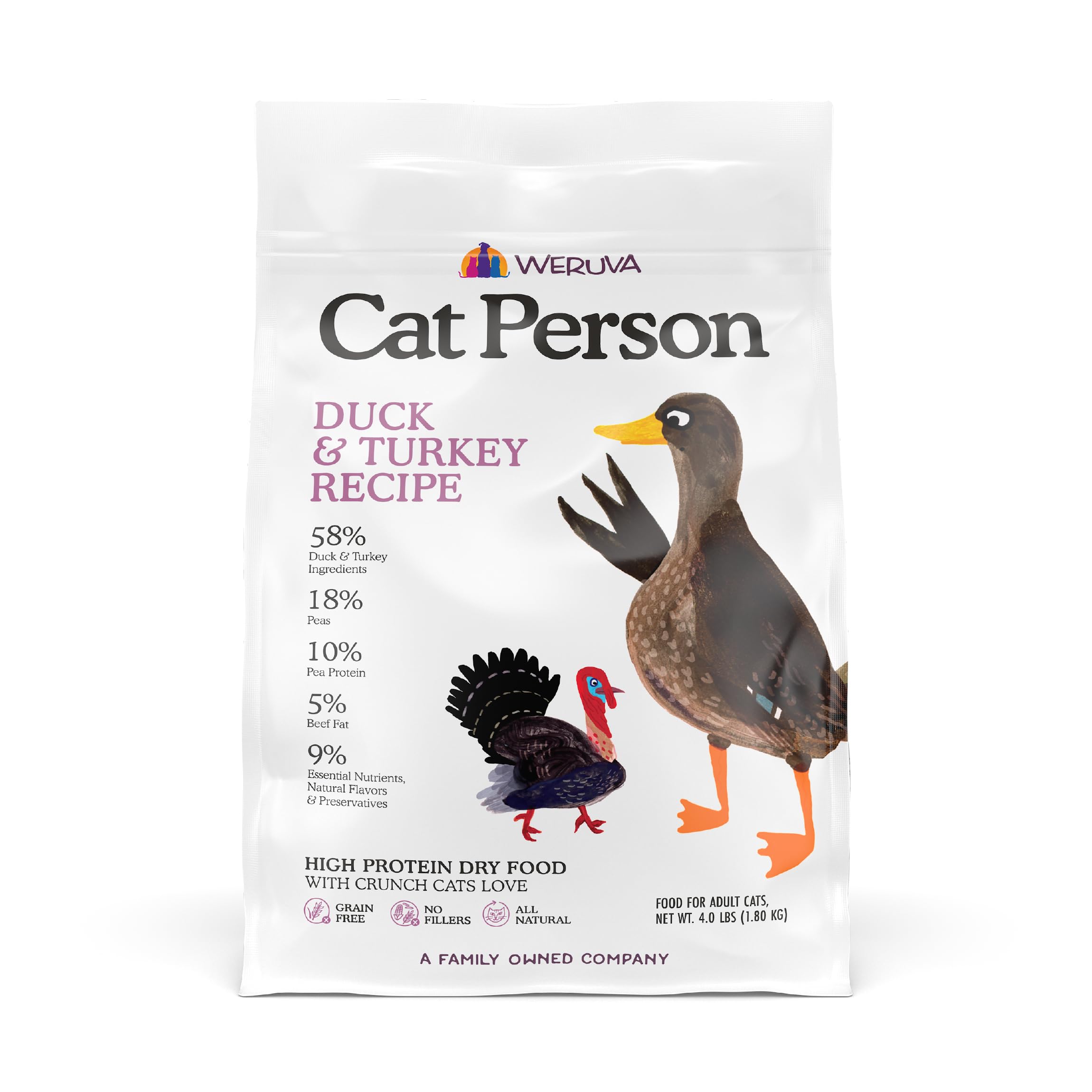 Cat Person, Duck and Turkey Dry Cat Food, 4lb Bag