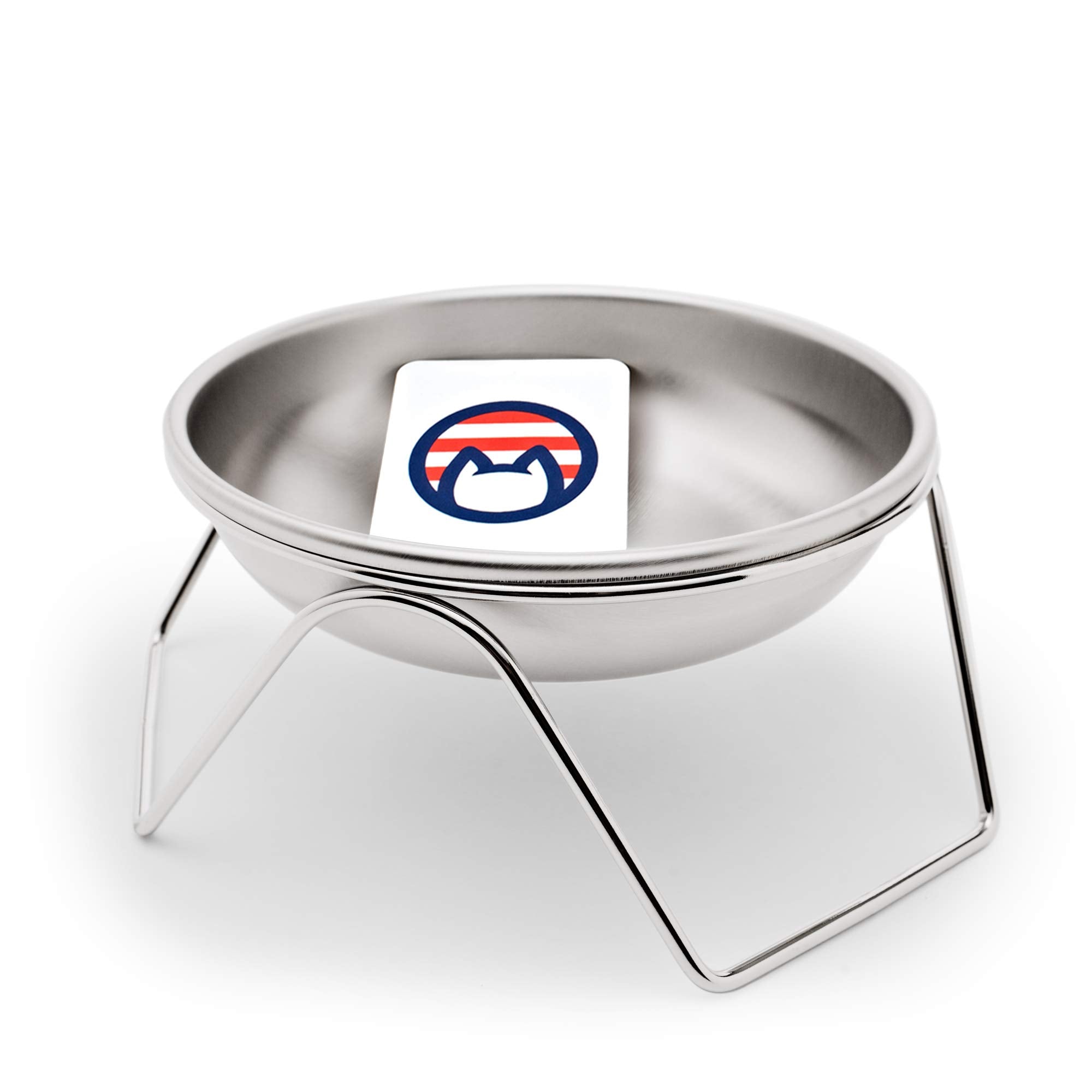 Raised Cat Bowl Stand for Food & Water by Americat - Made in USA - Stainless Steel, Spill-Proof Elevated Feeder, Dishwasher Safe