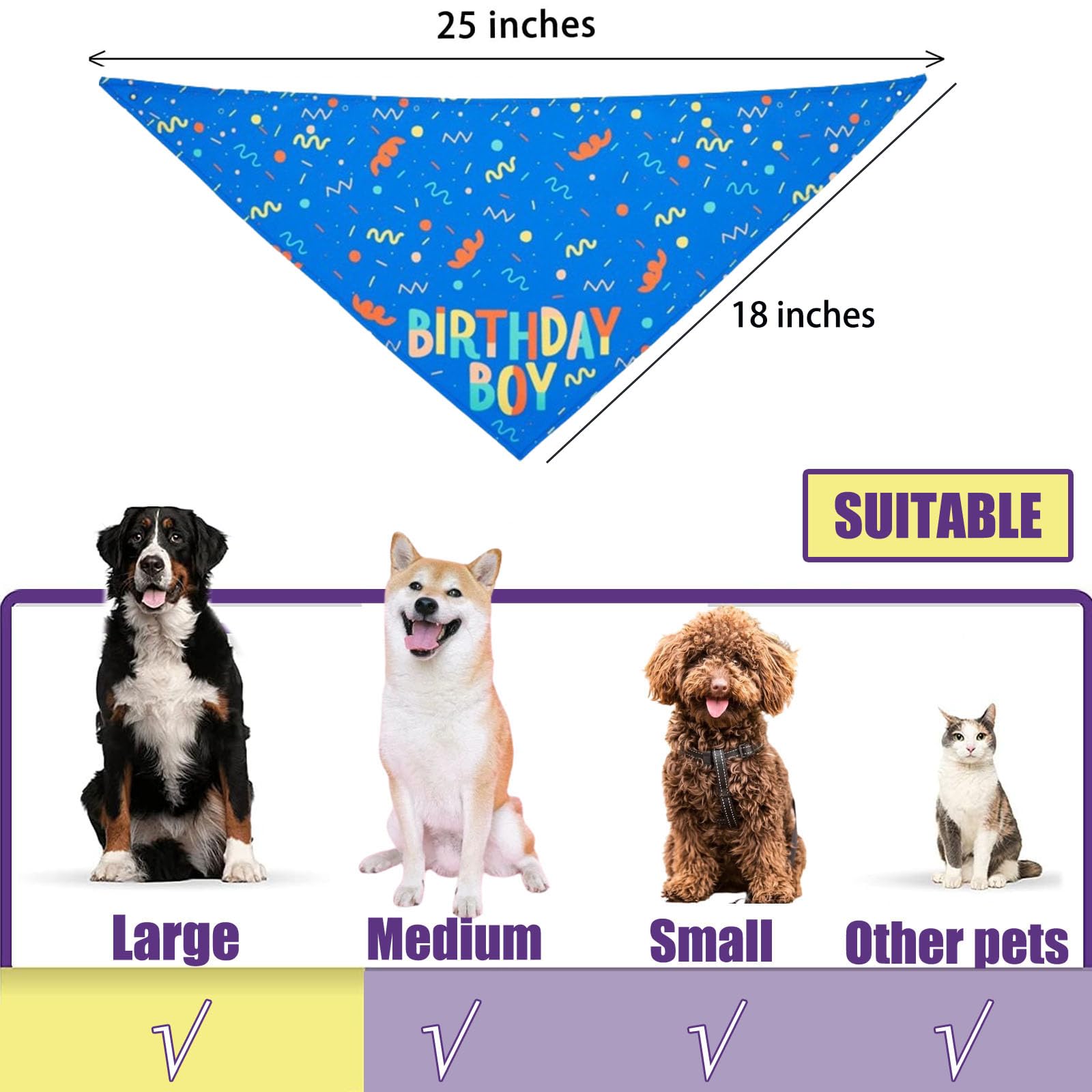 Birthday Boy Dog Bandana, Printed Dog Bandana Pet Scarf Dog Birthday Party Supplies For Dogs Pet Accessories For Dog Lovers Reve