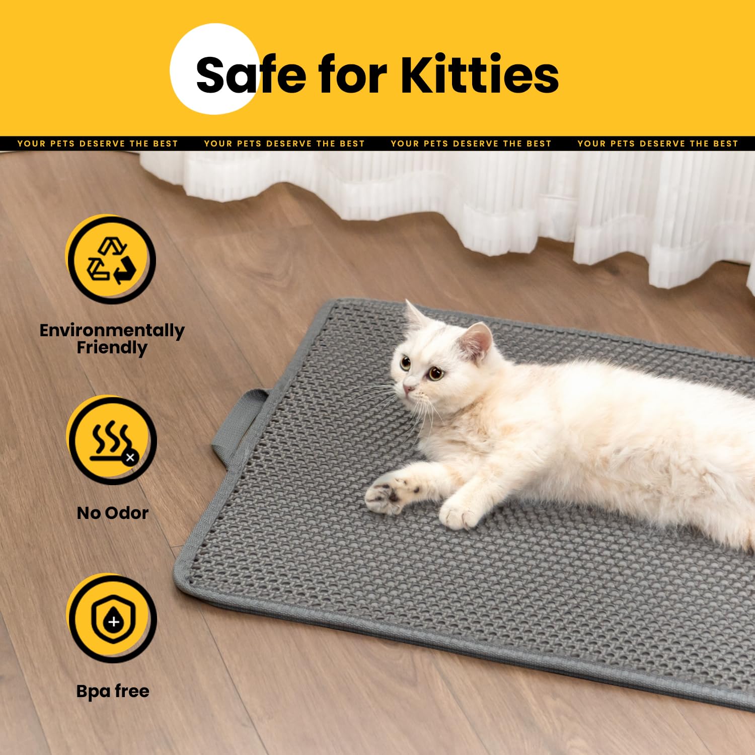 Cat Litter Mat New Size 23.6''X14.6'' For Small Spaces, Upgrade Super Waterproof Back Layer Litter Box Mat, Non Slip, Durable, S