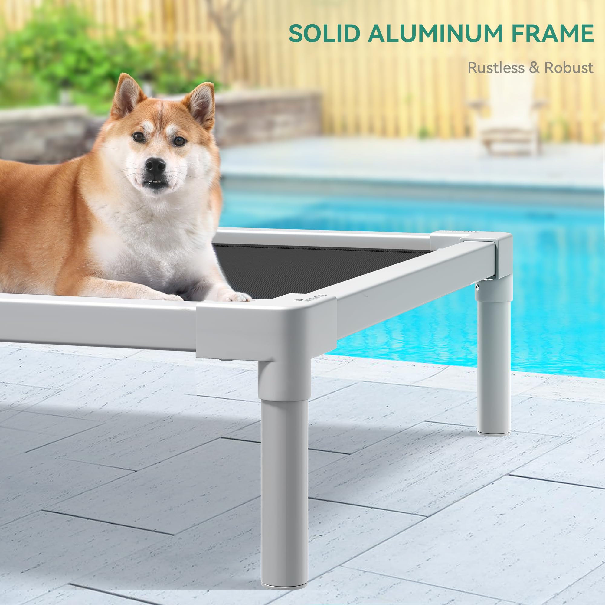 Yitahome 42 Inch Cooling Elevated Dog Bed, Sturdy Dog Bed With Aluminum Frame, Breathable Textilene Mesh, Enclosed Edges, Non-Sl