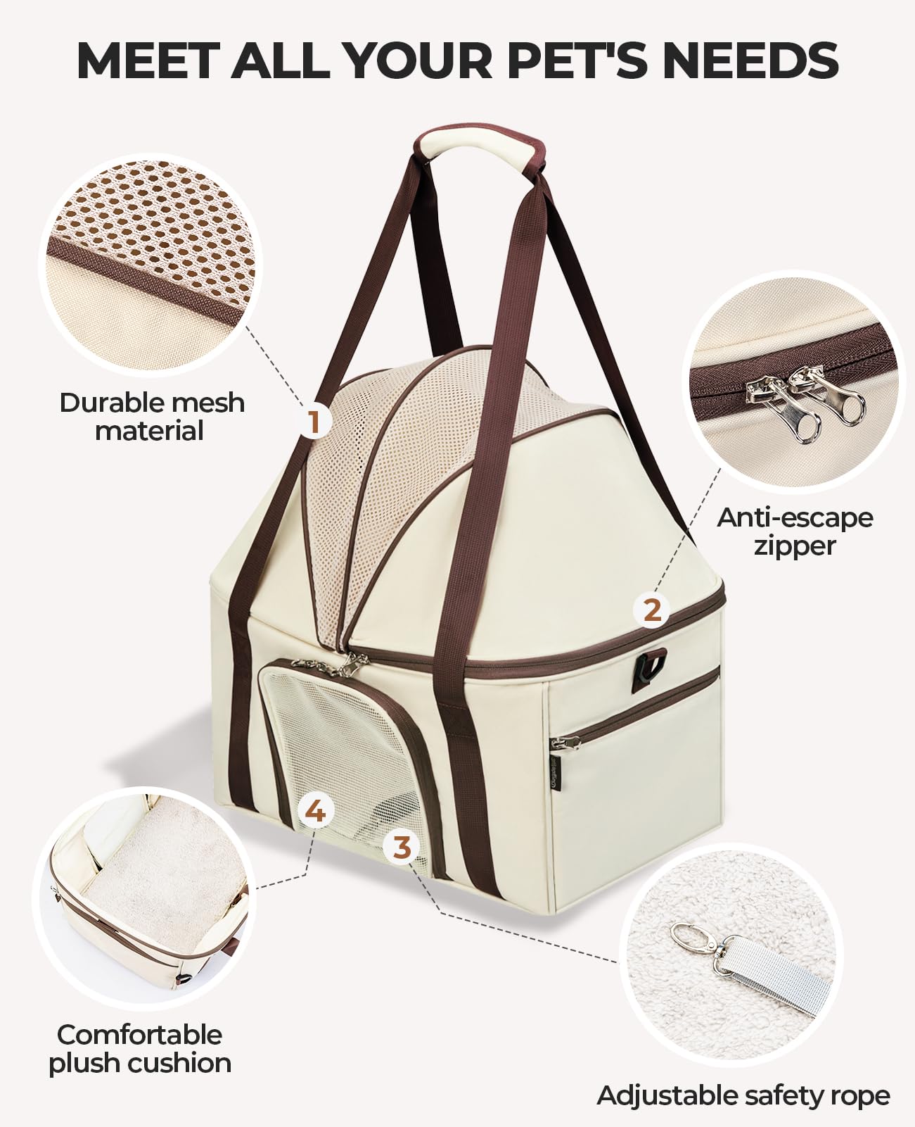 Burgeonnest Top-Expandable Large Cat Carrier, Soft Sided Cat Bag Carrier For Medium Large Pet 15 Lbs, Upgrade Small Dog Car Seat