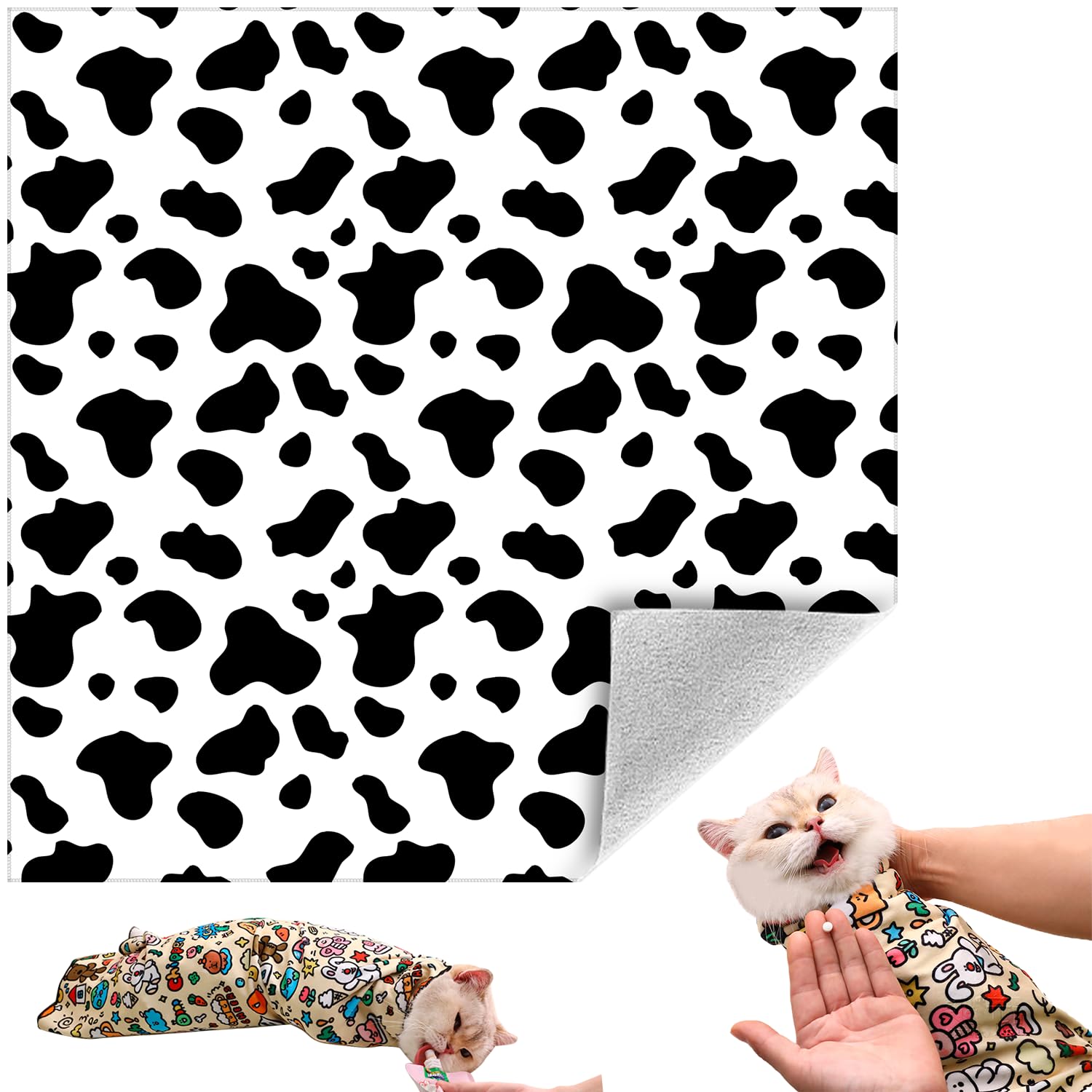 Cat Grooming Wrap, Self-Adherent Soft Cat Blanket To Wrap, Nail Clipping, Anti-Bite, Anti-Scratch, Anti-Escape Calming Wrap (Dal