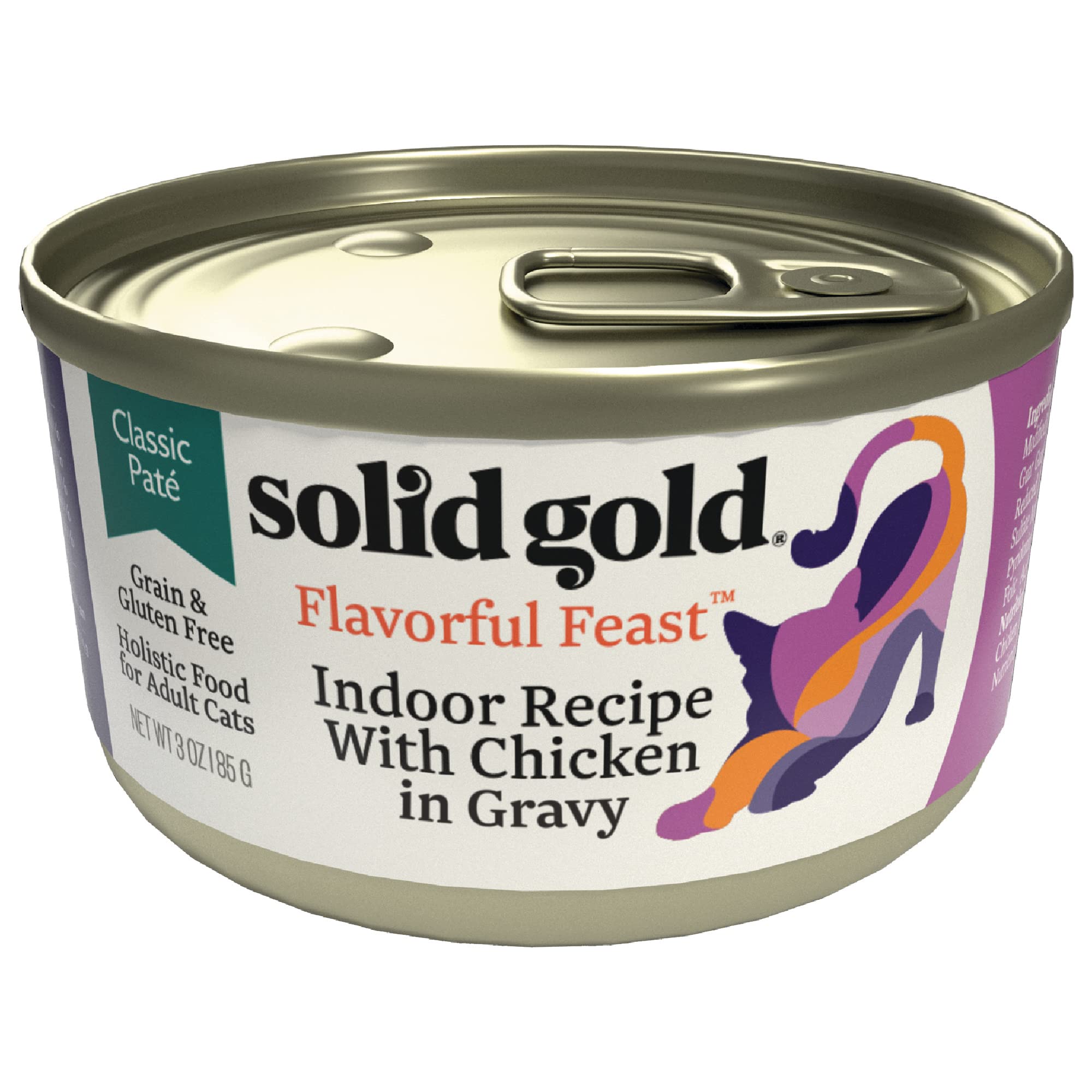 Solid Gold Wet Cat Food Pate - High Protein Grain Free for Adult & Senior Cats - 3oz (24 Count) - Made with Real Chicken